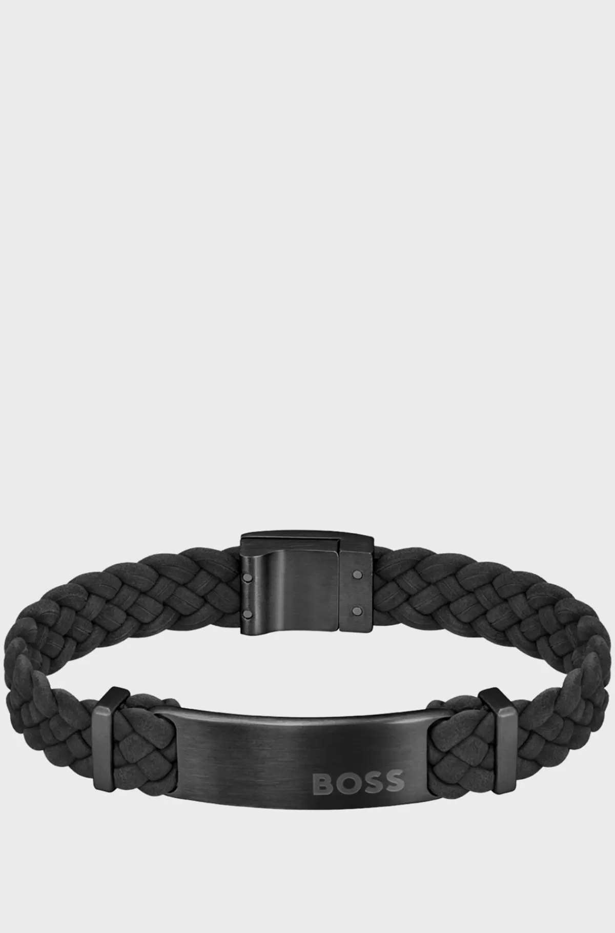 HUGO BOSS Armbånd I Flettet Ruskind Med Logoplade Sort Outlet