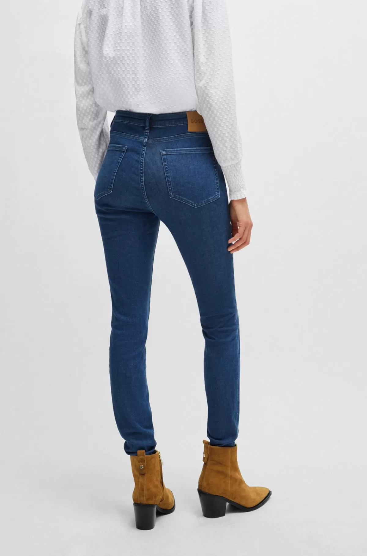 HUGO BOSS Behagelige Jeans Med Høj Talje I Denim Med Stræk Blå Best Sale
