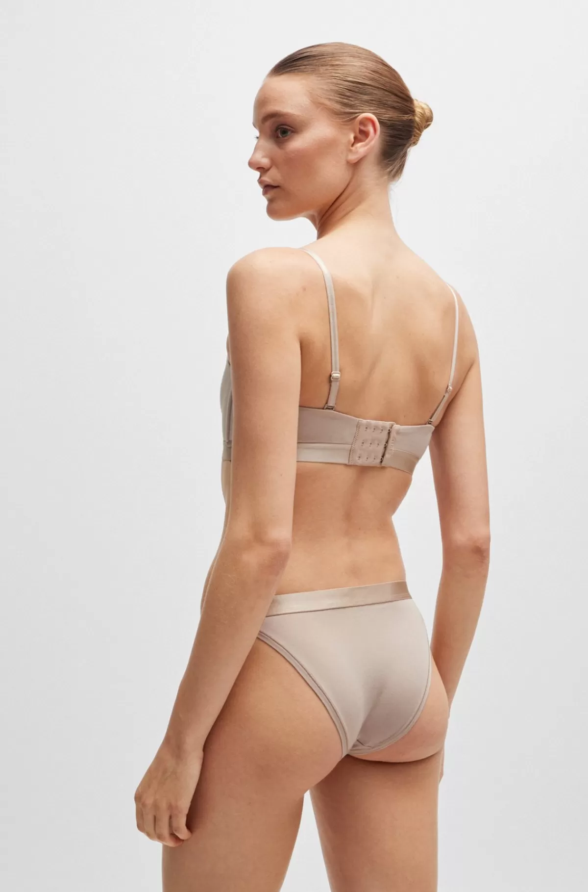 HUGO BOSS Bh I Bomuldsblanding Med Brandet Bånd Og Aftagelige Stropper Lys beige Clearance