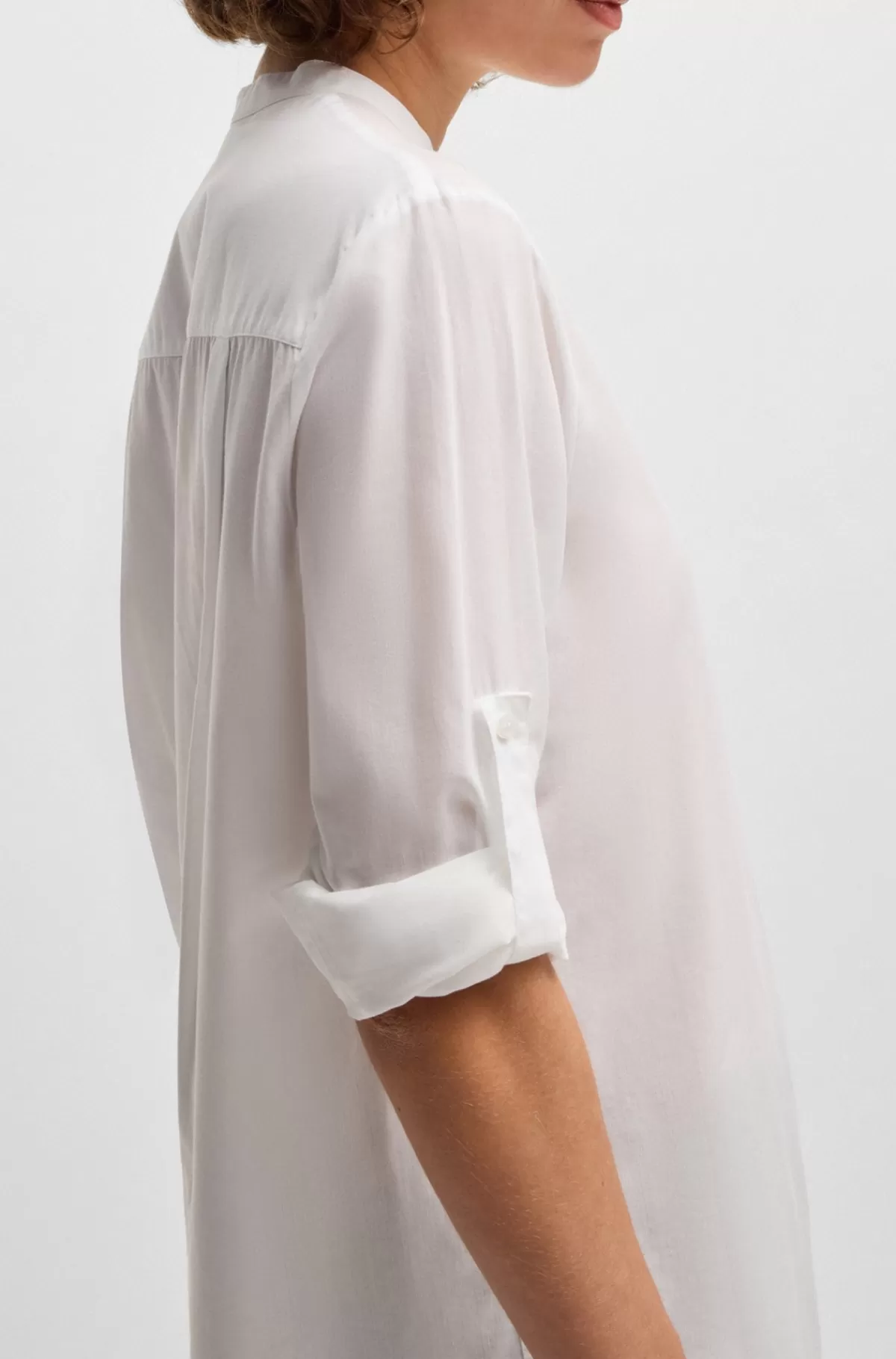 HUGO BOSS Bluse Med Regular Fit Bluse I Chambray Af En Bomuldsblanding Hvid Best
