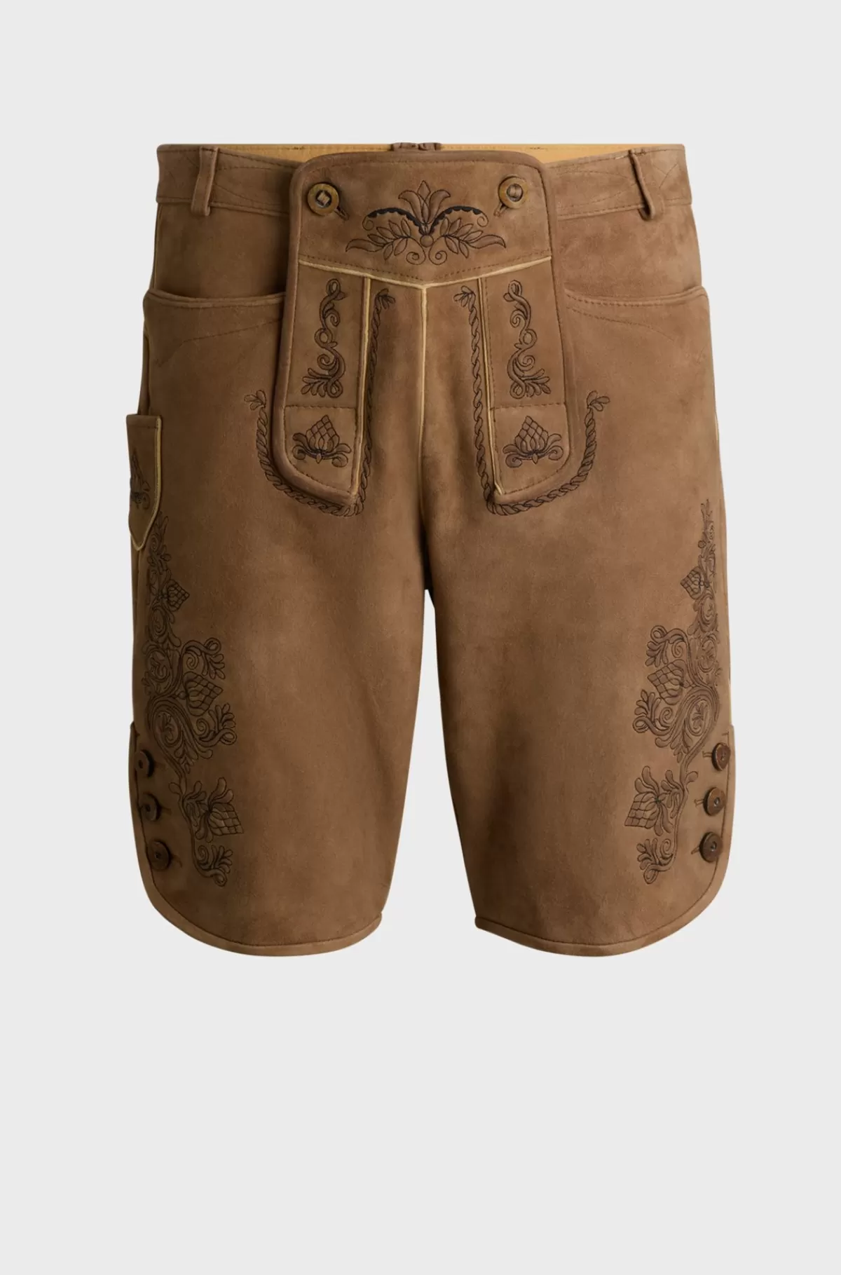 HUGO BOSS BOSS Menswear Trachten-lederhosen Fra BOSS Menswear I Ruskind Med Broderi Lysebrun Best
