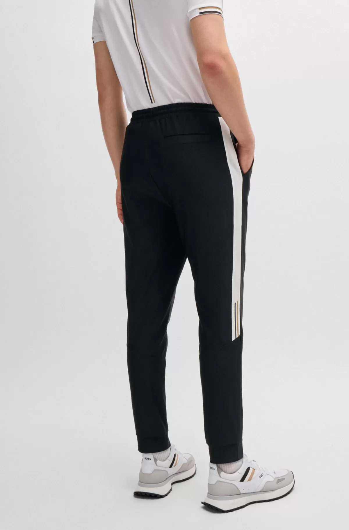 HUGO BOSS BOSS X Matteo Berrettini-tracksuit-bukser Med Kontrastkantbånd Og Branding Sort New