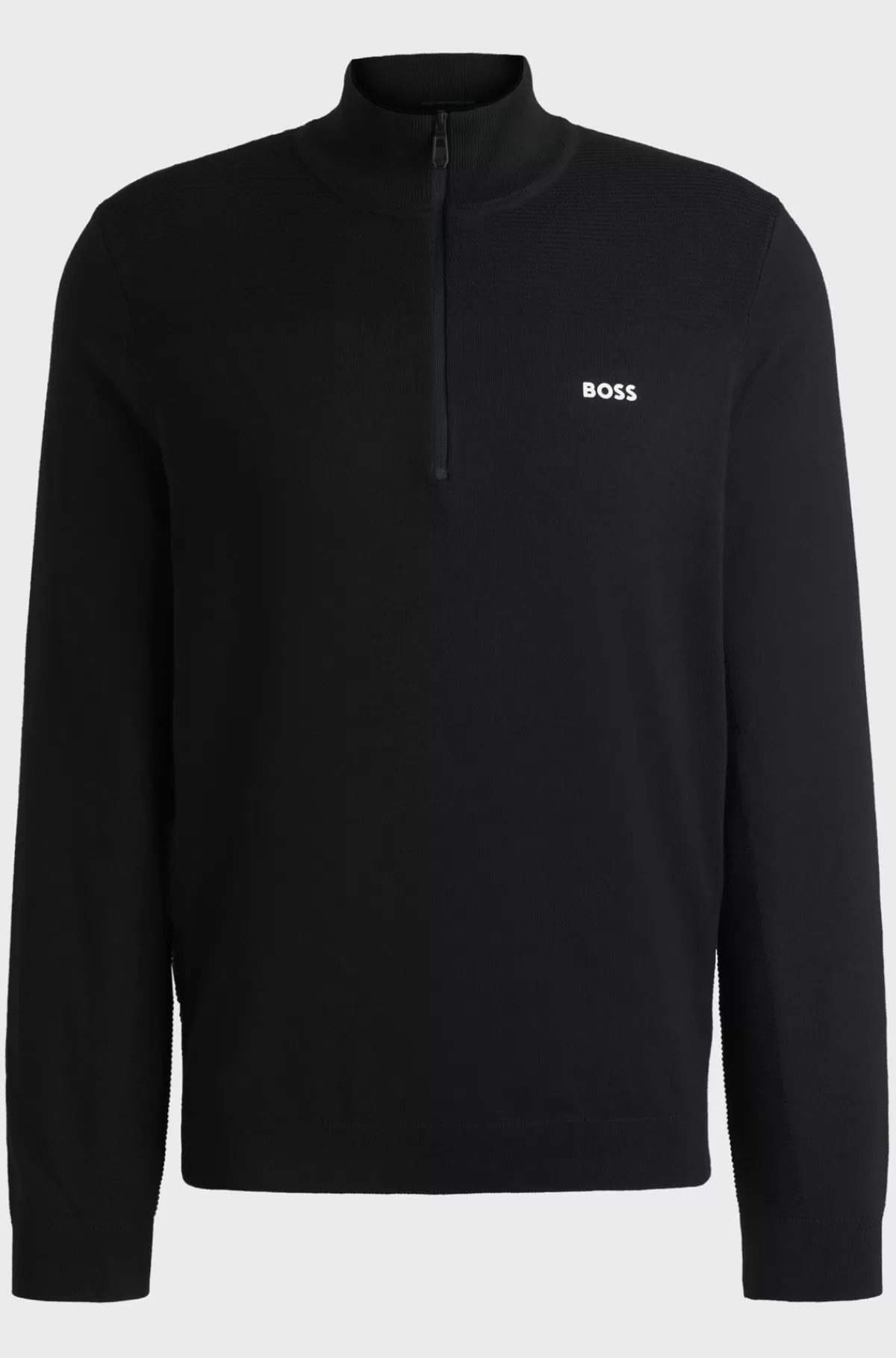 HUGO BOSS Brandet Sweater Med Lynlås I Halsen I Dry-flexstof Mørkeblå New