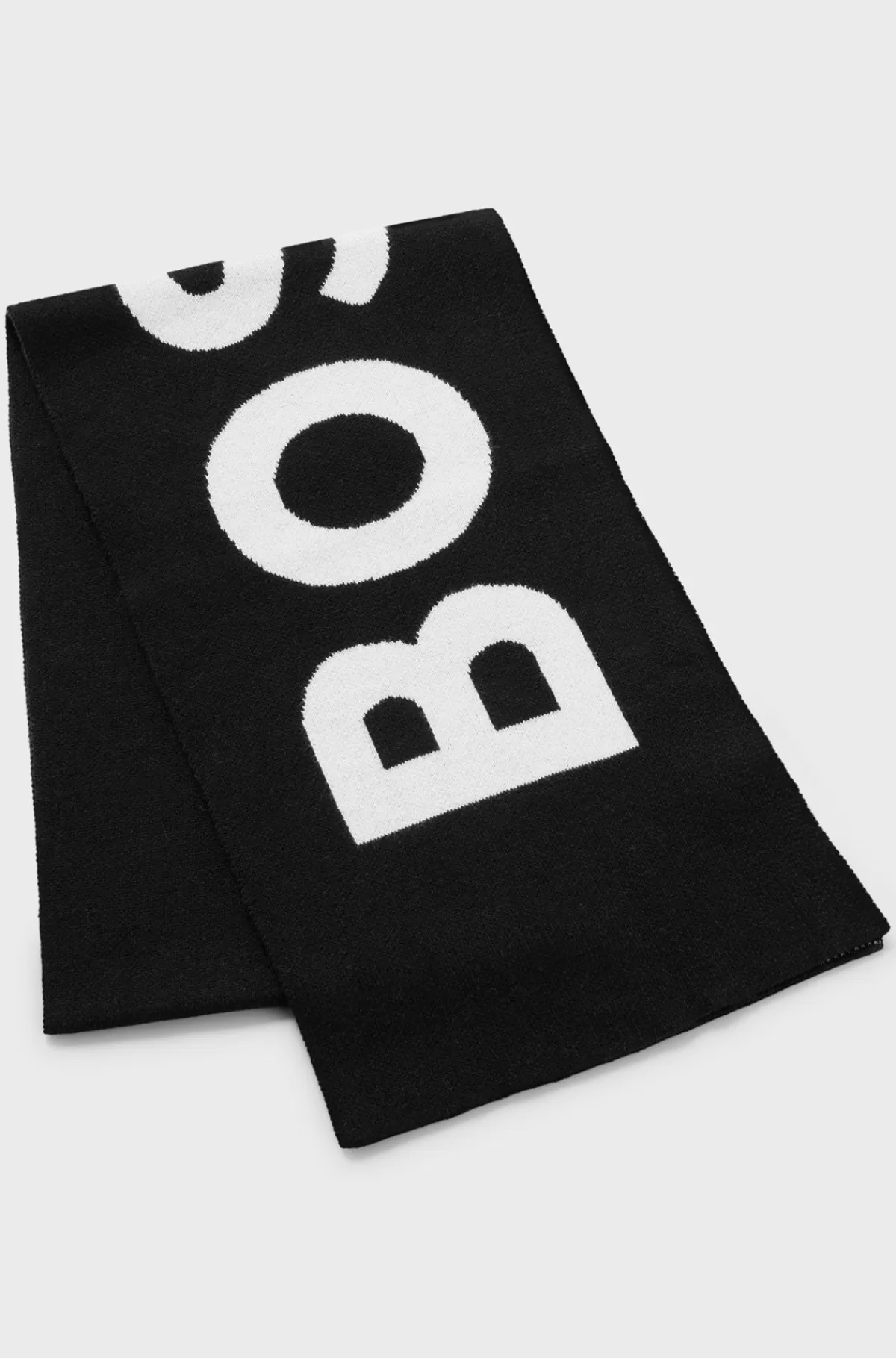 HUGO BOSS Børnehalstørklæde I Strikket Bomuld Med Stort Logo Sort Cheap