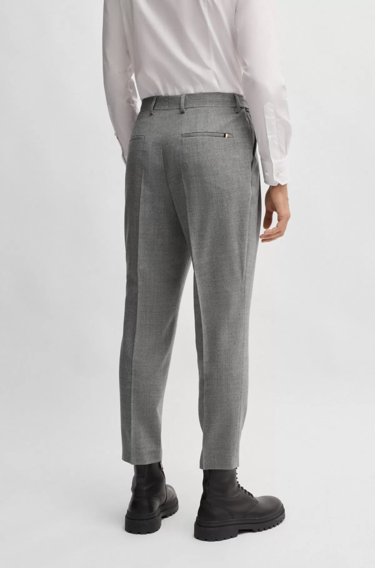 HUGO BOSS Bukser I Ternet Uld Med Stræk Fra BOSS SELECTED BY BECKHAM Lysegrå Outlet