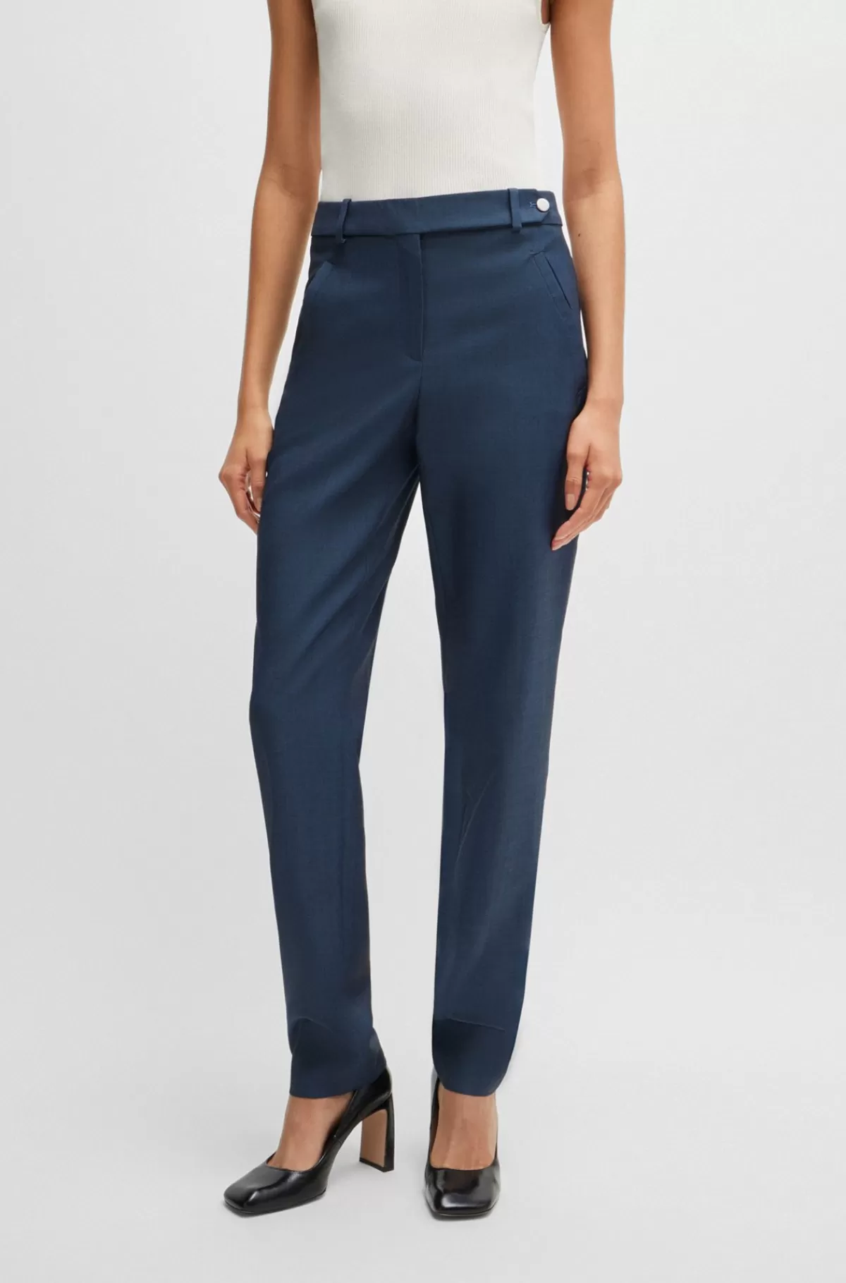 HUGO BOSS Bukser Med Relaxed Fit I Twillvævet Ny Uld Med Denimeffekt Blå Best Sale