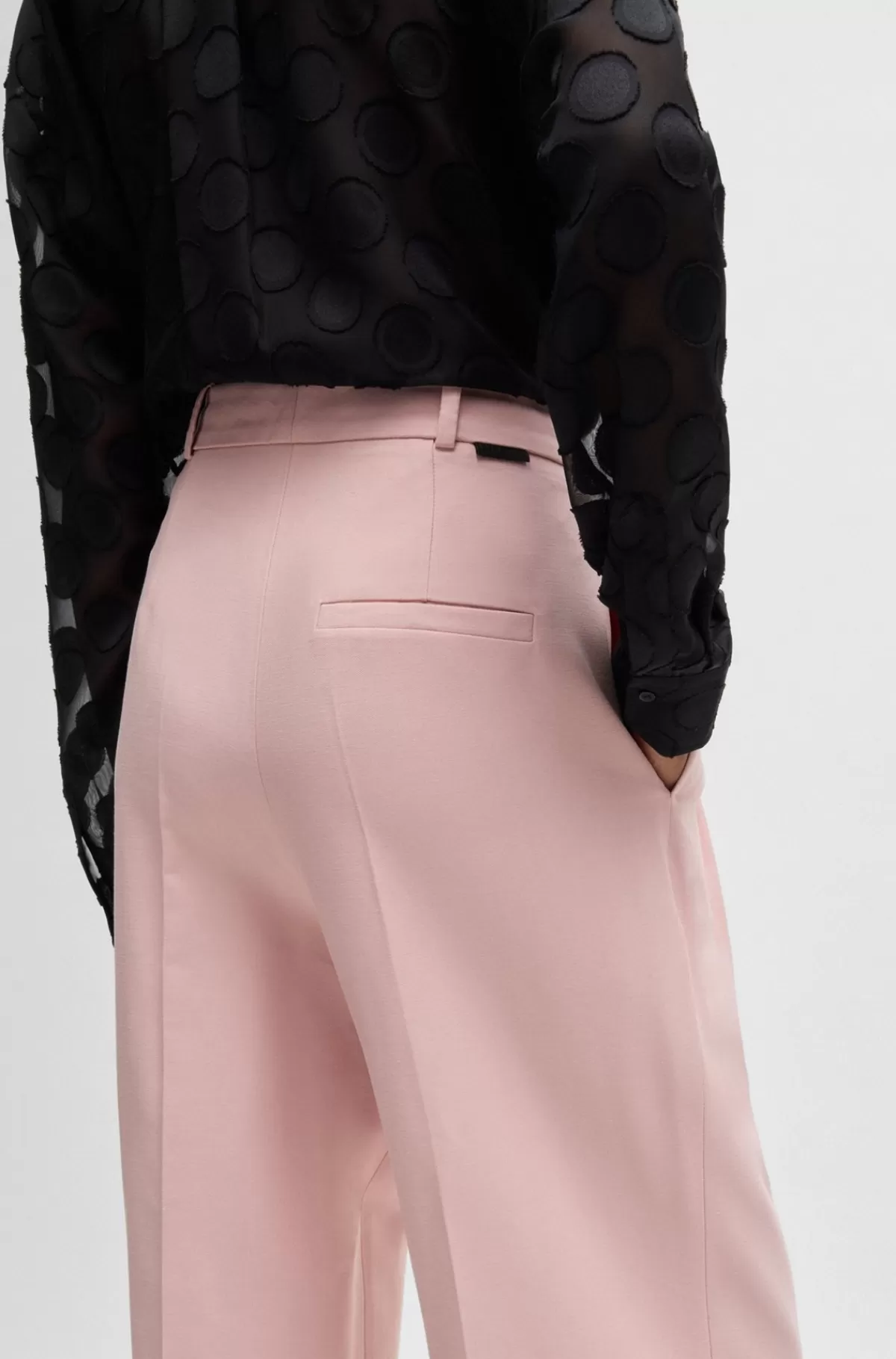 HUGO BOSS Bukser Med Relaxed Fit Og Brede Ben Med To Læg Lys pink Cheap