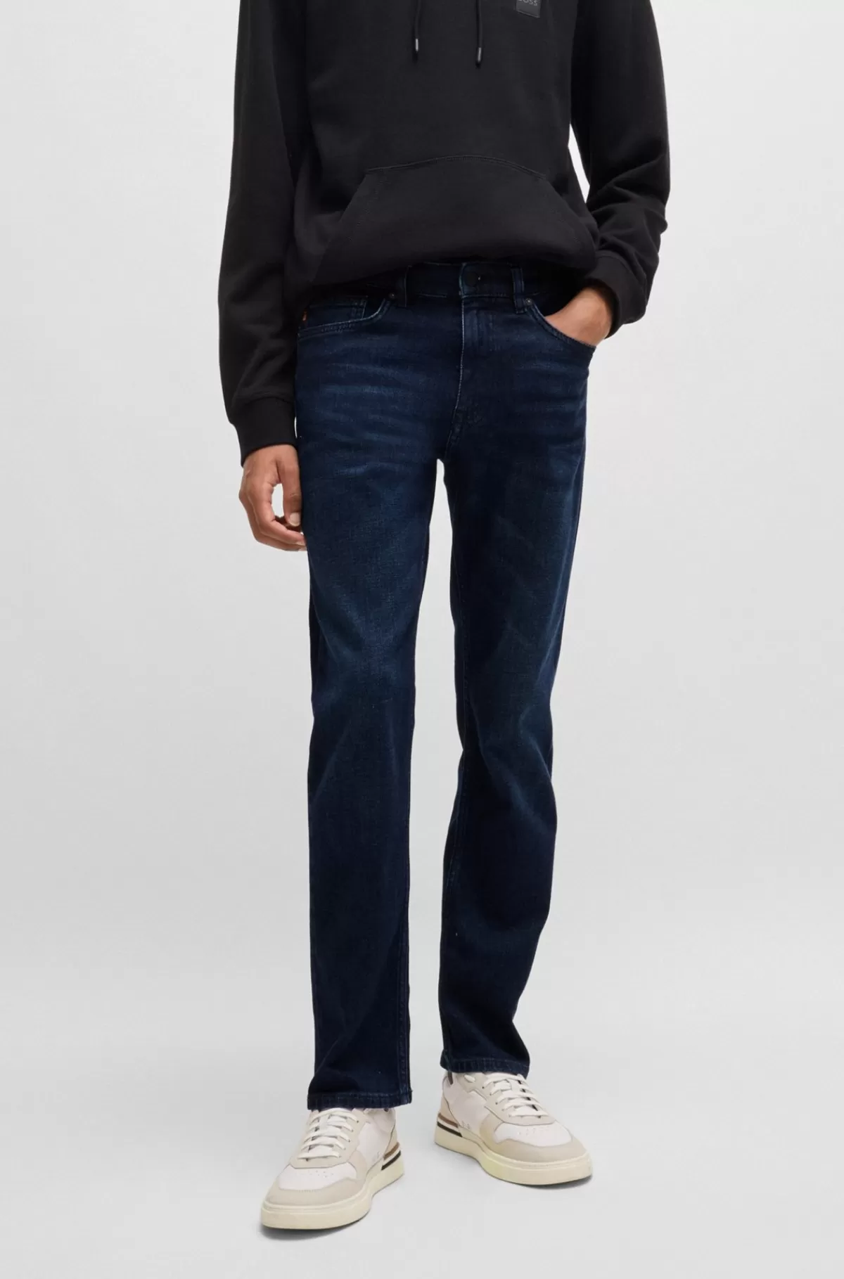 HUGO BOSS Delaware Jeans Med Slim Fit I Behagelig Blå Denim Med Stræk Mørkeblå Store