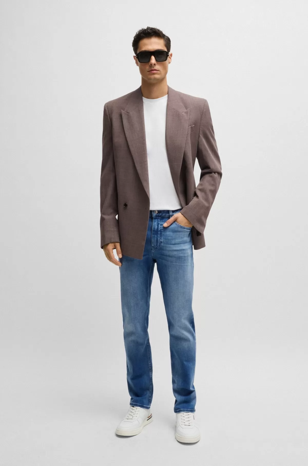 HUGO BOSS Delaware Slim Fit Jeans I Denim, Der Føles Som Kashmiruld Blå Cheap