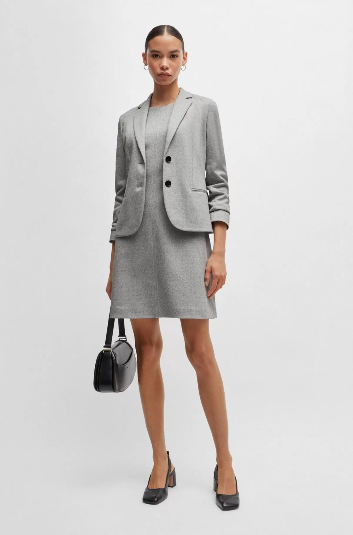HUGO BOSS Extra Slim Fit Jakke I Sildebensmønstret Stof Lysegrå Best Sale