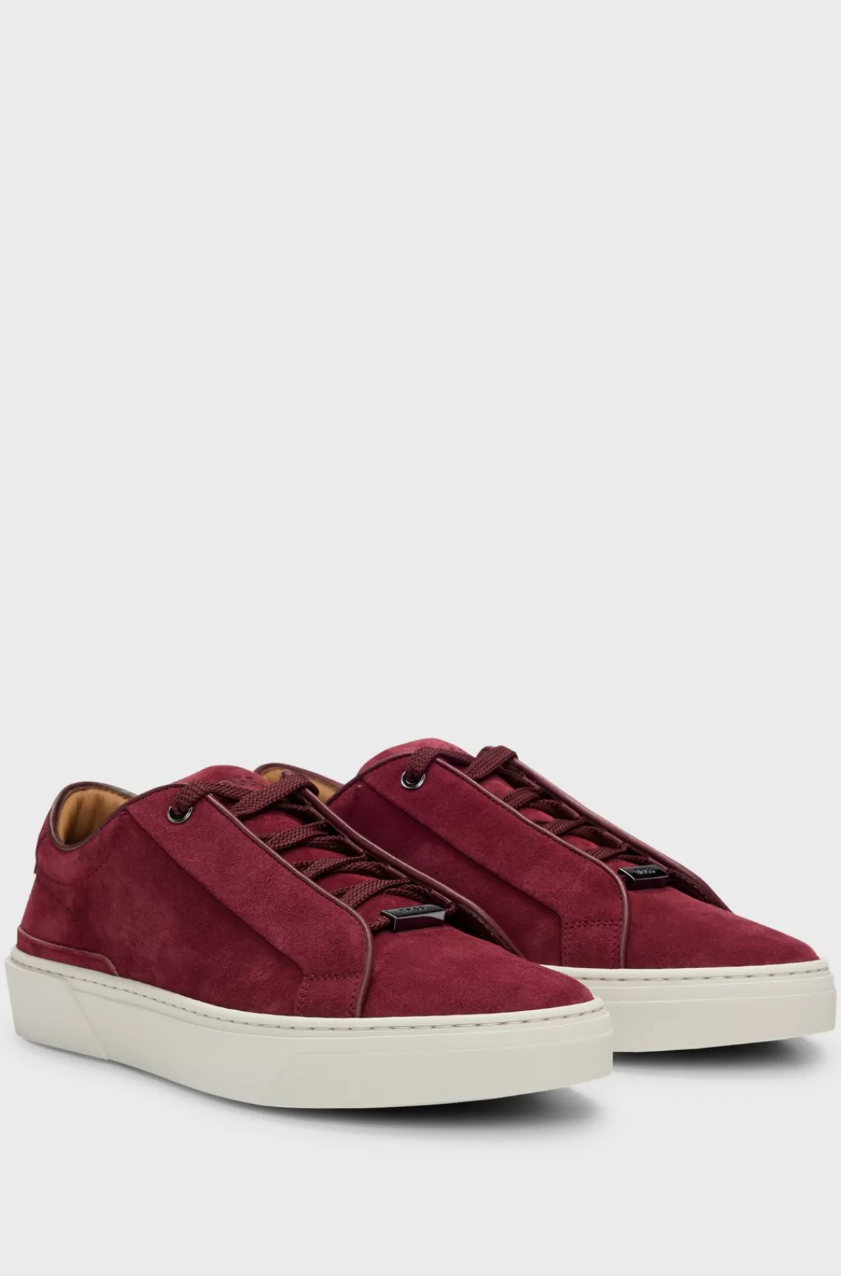 HUGO BOSS Gary Sneakers Med Lav Profil I Ruskind Med Brandet Snørebåndsløkke Rød Sale