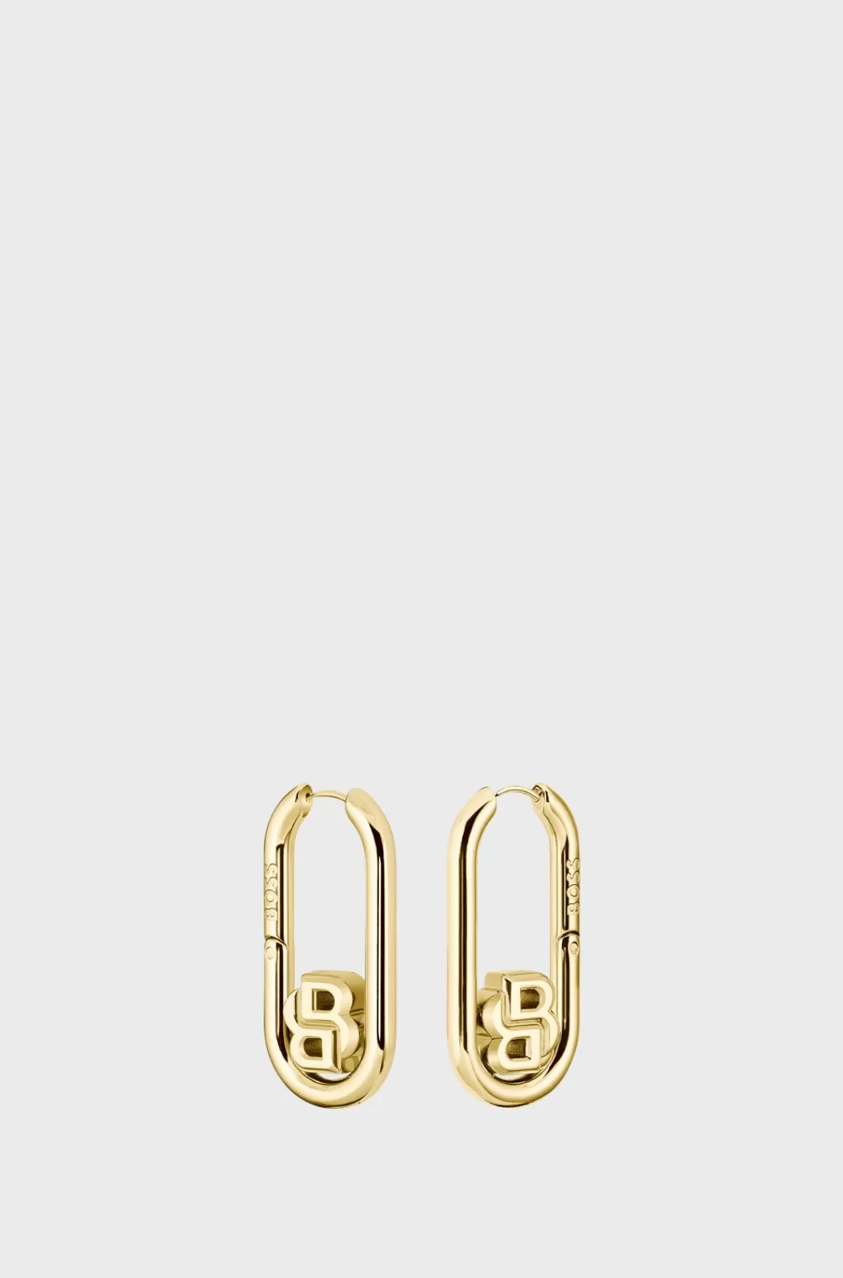 HUGO BOSS Gold-tone Hoop Earrings With Double B Monograms Guld Clearance