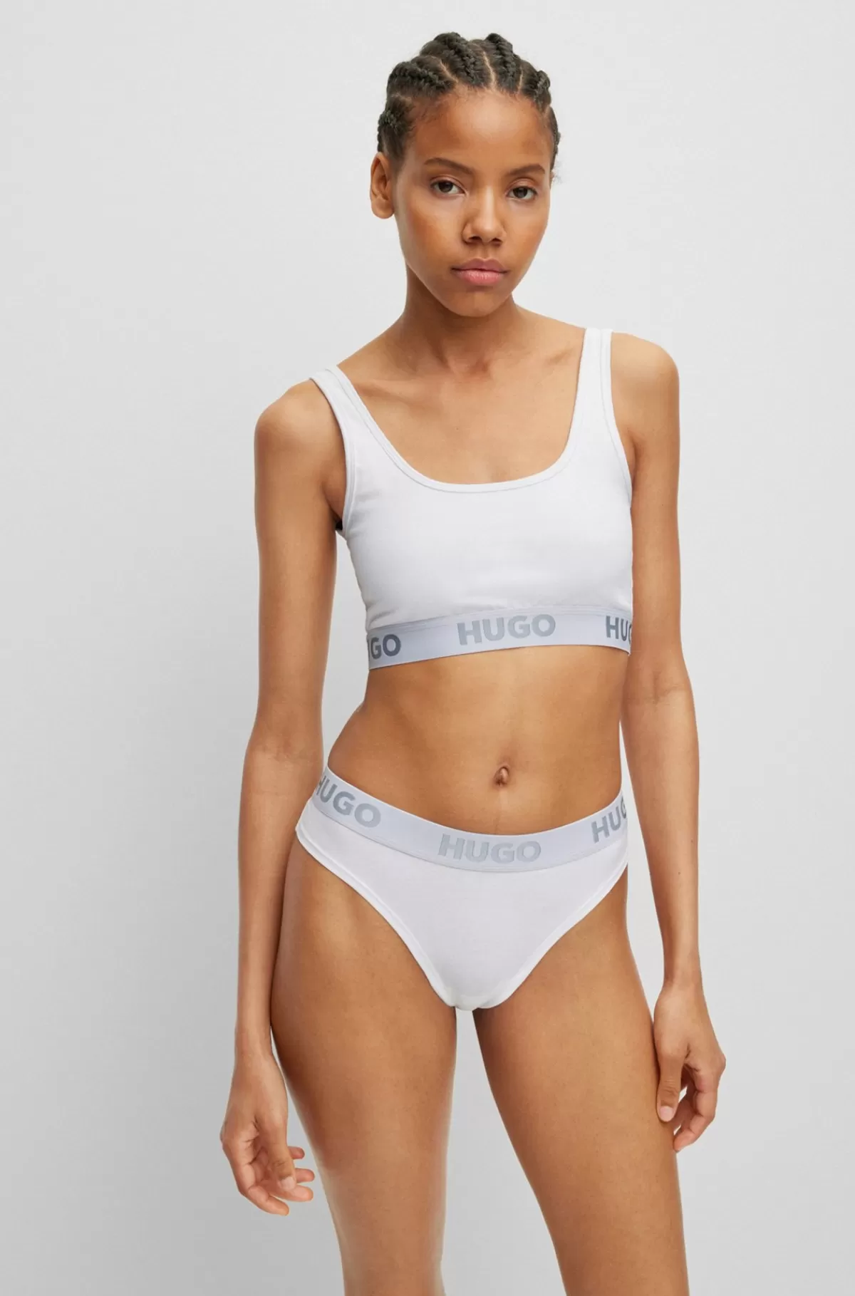 HUGO BOSS G-streng I Bomuld Med Stræk Og Logolinning Hvid New