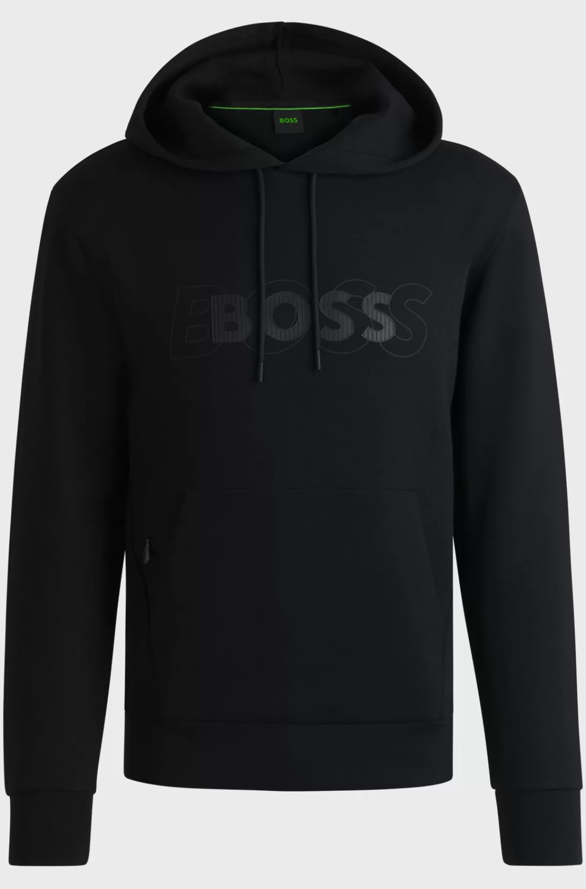HUGO BOSS Hættetrøje I Bomuld Med Stræk Og Med Lagdelt Logo Sort Shop