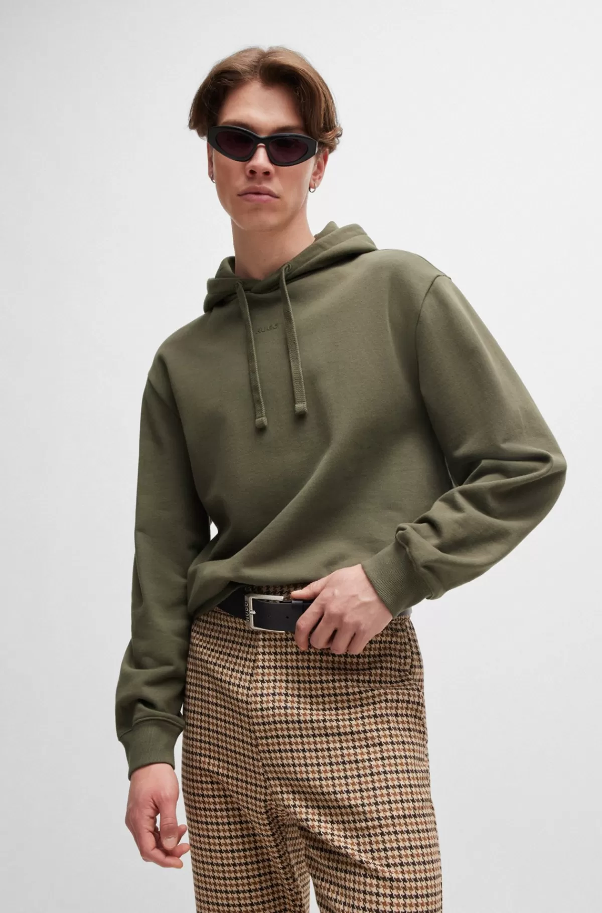 HUGO BOSS Hættetrøje I Sweatkvalitet Af Bomuld Med Relaxed Fit Og Logoprint Mørkegrøn Sale