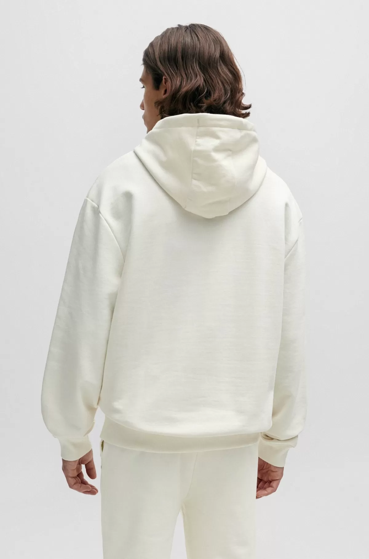HUGO BOSS Hættetrøje I Sweatkvalitet Af Bomuld Med Relaxed Fit Og Logoprint Hvid Fashion
