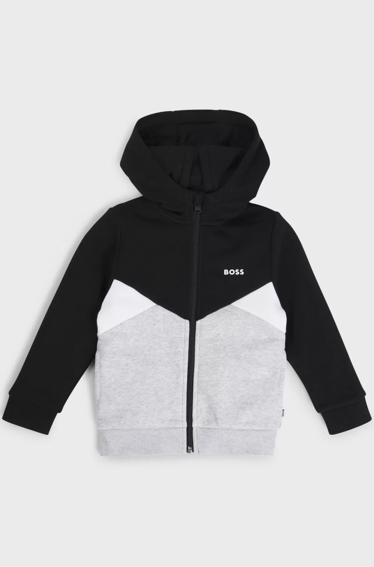 HUGO BOSS Hættetrøje Med Lynlås Til Børn Med Colour Blocking Og Logo Grå Hot