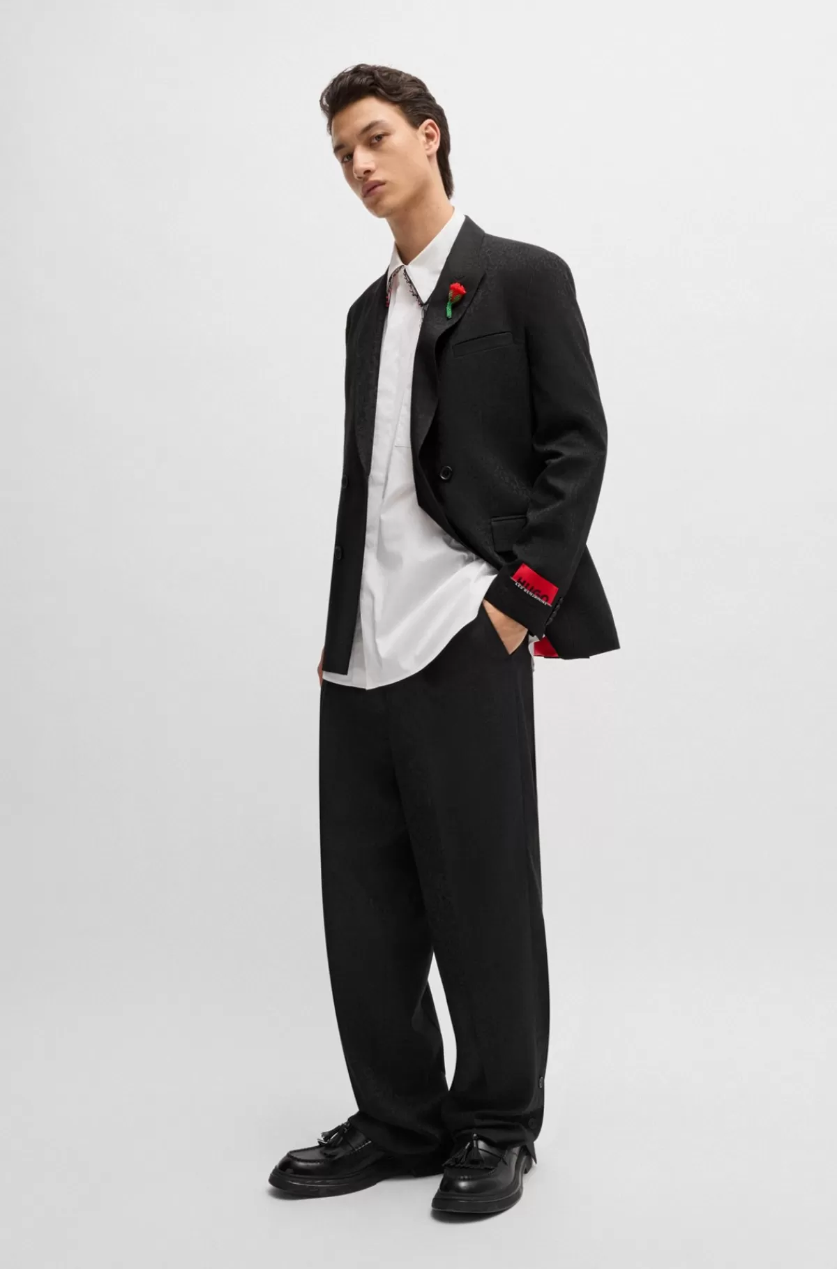 HUGO BOSS HUGO X Les Benjamins-jakke Med Modern Fit I Jacquardstof Mønstret Cheap