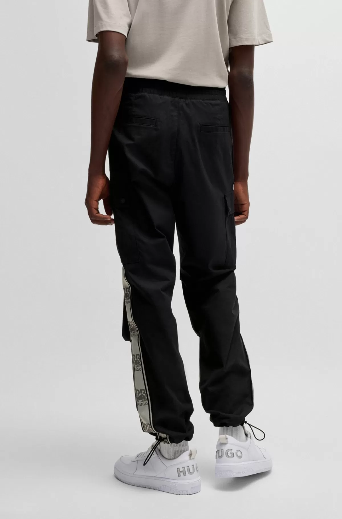 HUGO BOSS HUGO X RB-cargobukser Med Regular Fit Og Brandet, Påsyet Bånd Sort Best