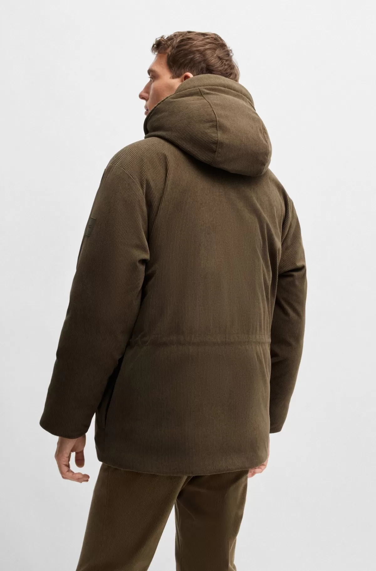 HUGO BOSS Jakke Af Fløjl Med Dunfyld Fra BOSS SELECTED BY BECKHAM Brun Best Sale
