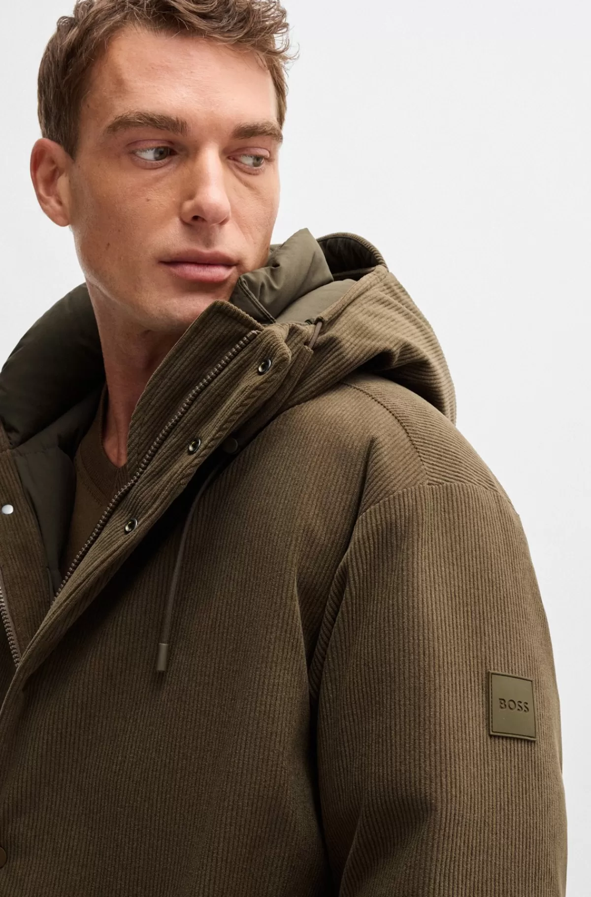 HUGO BOSS Jakke Af Fløjl Med Dunfyld Fra BOSS SELECTED BY BECKHAM Brun Best Sale