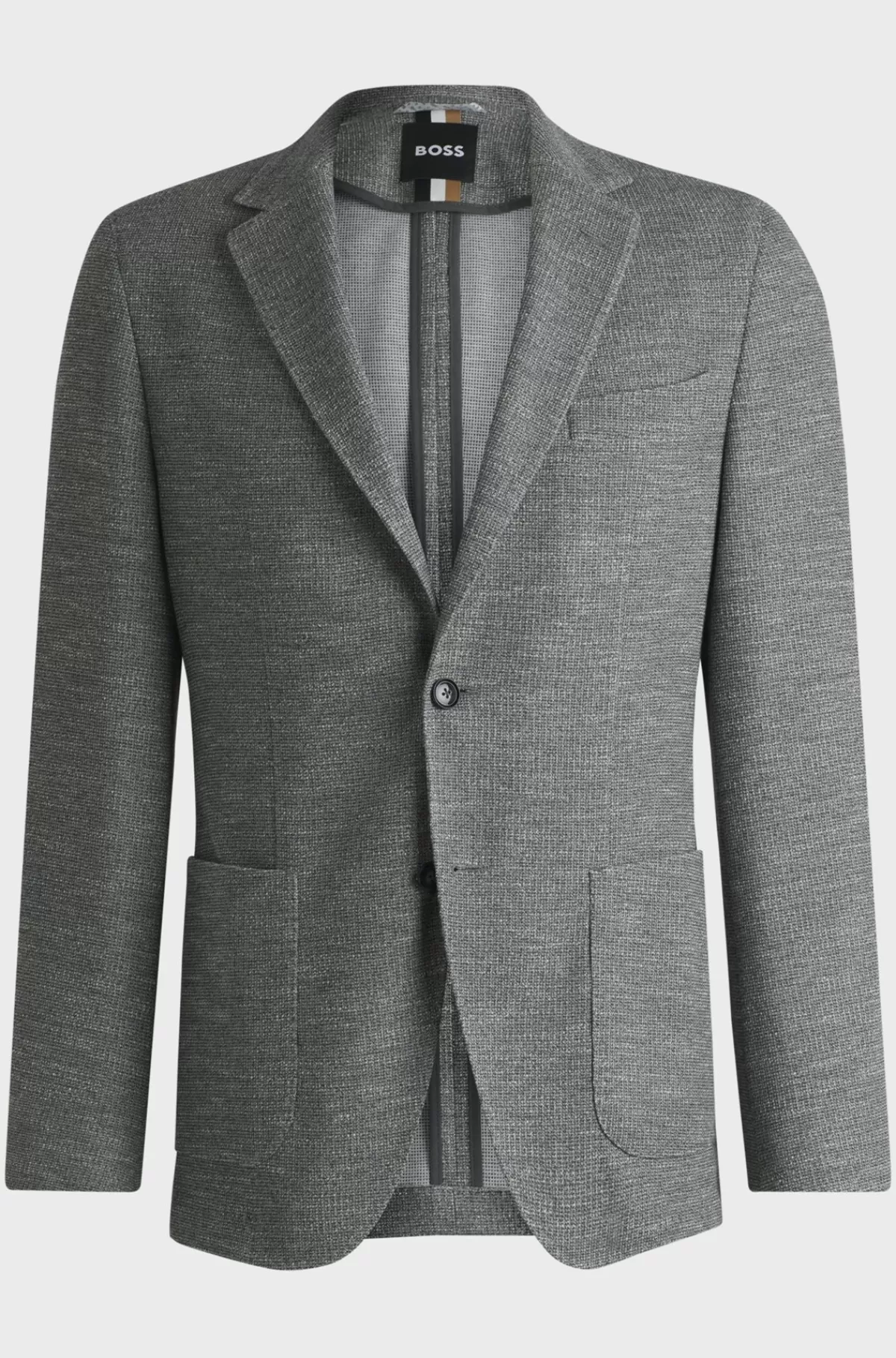 HUGO BOSS Jakke Med Regular Fit I Stof Med Stræk Og Mikromønster Grå Store