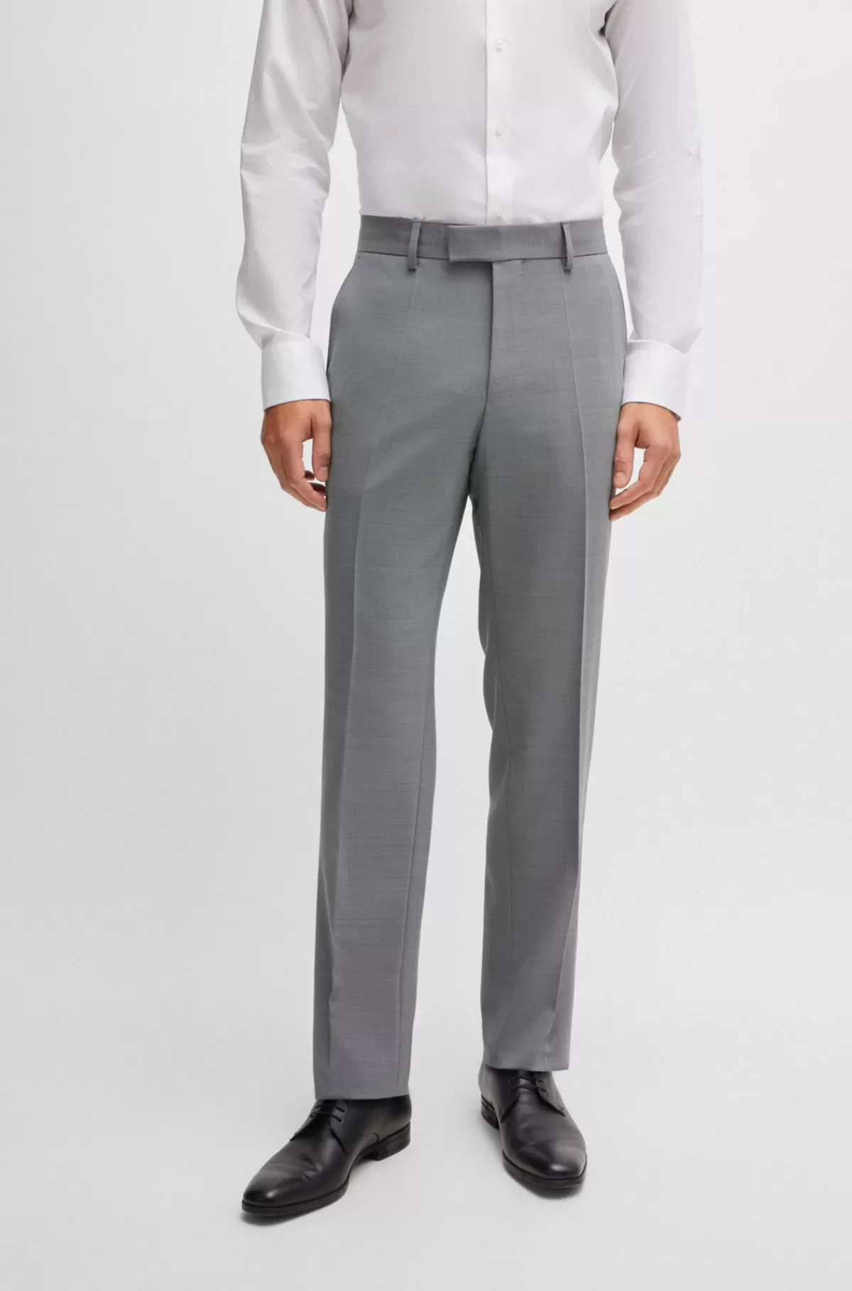 HUGO BOSS Jakkesæt I Regular Fit Af Stof Med Stræk Og Mikromønster Sølv Sale