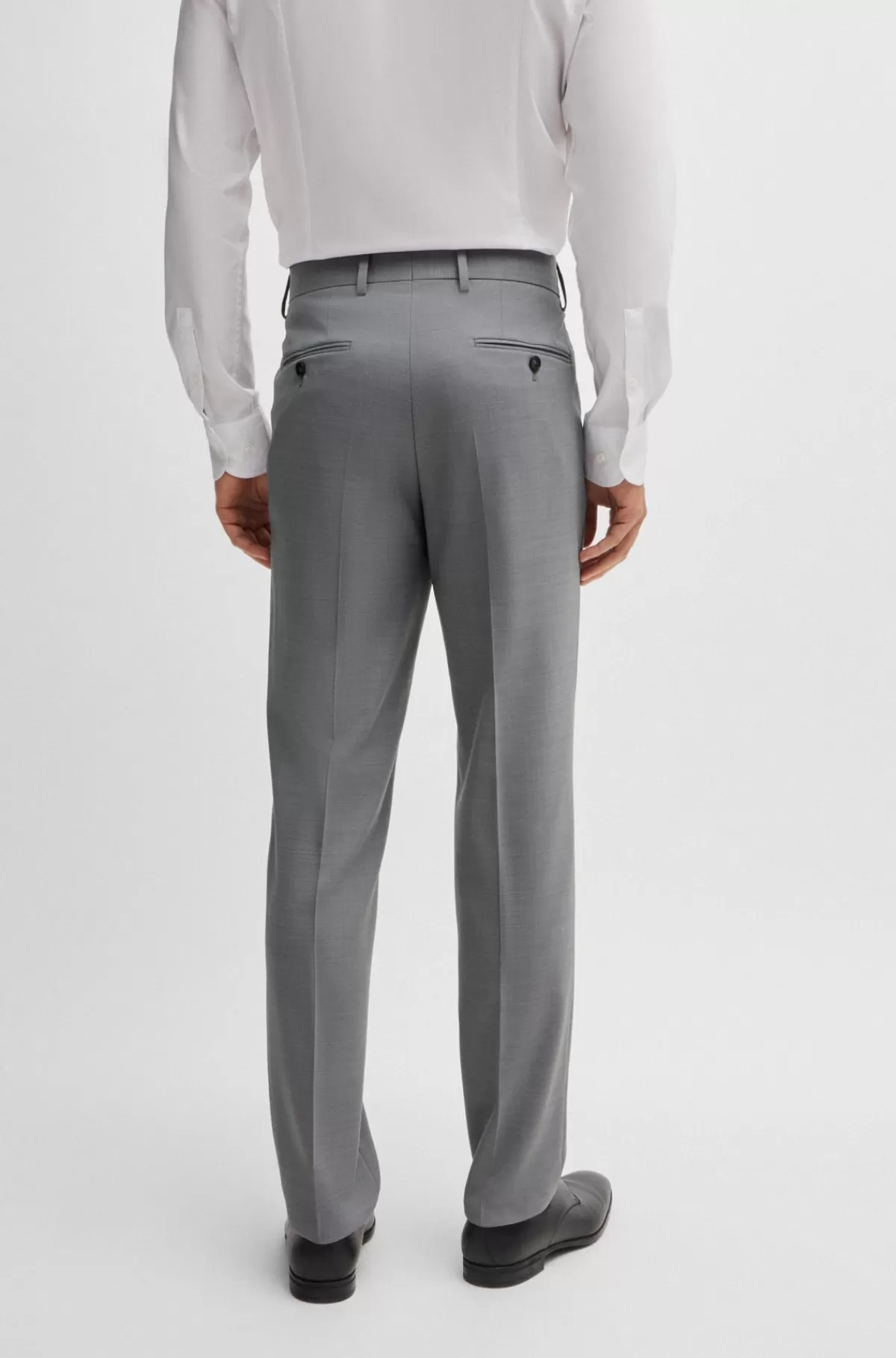 HUGO BOSS Jakkesæt I Regular Fit Af Stof Med Stræk Og Mikromønster Sølv Sale