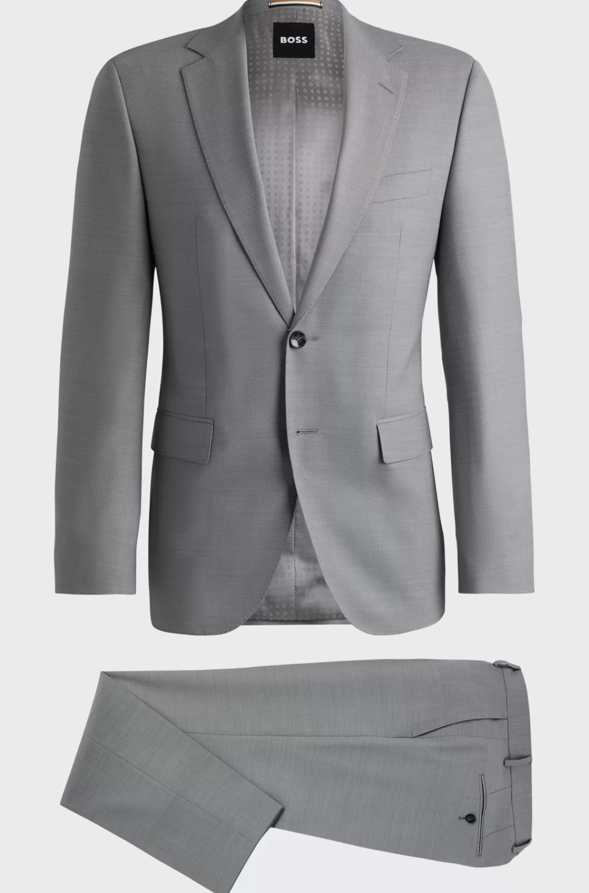 HUGO BOSS Jakkesæt I Regular Fit Af Stof Med Stræk Og Mikromønster Sølv Sale