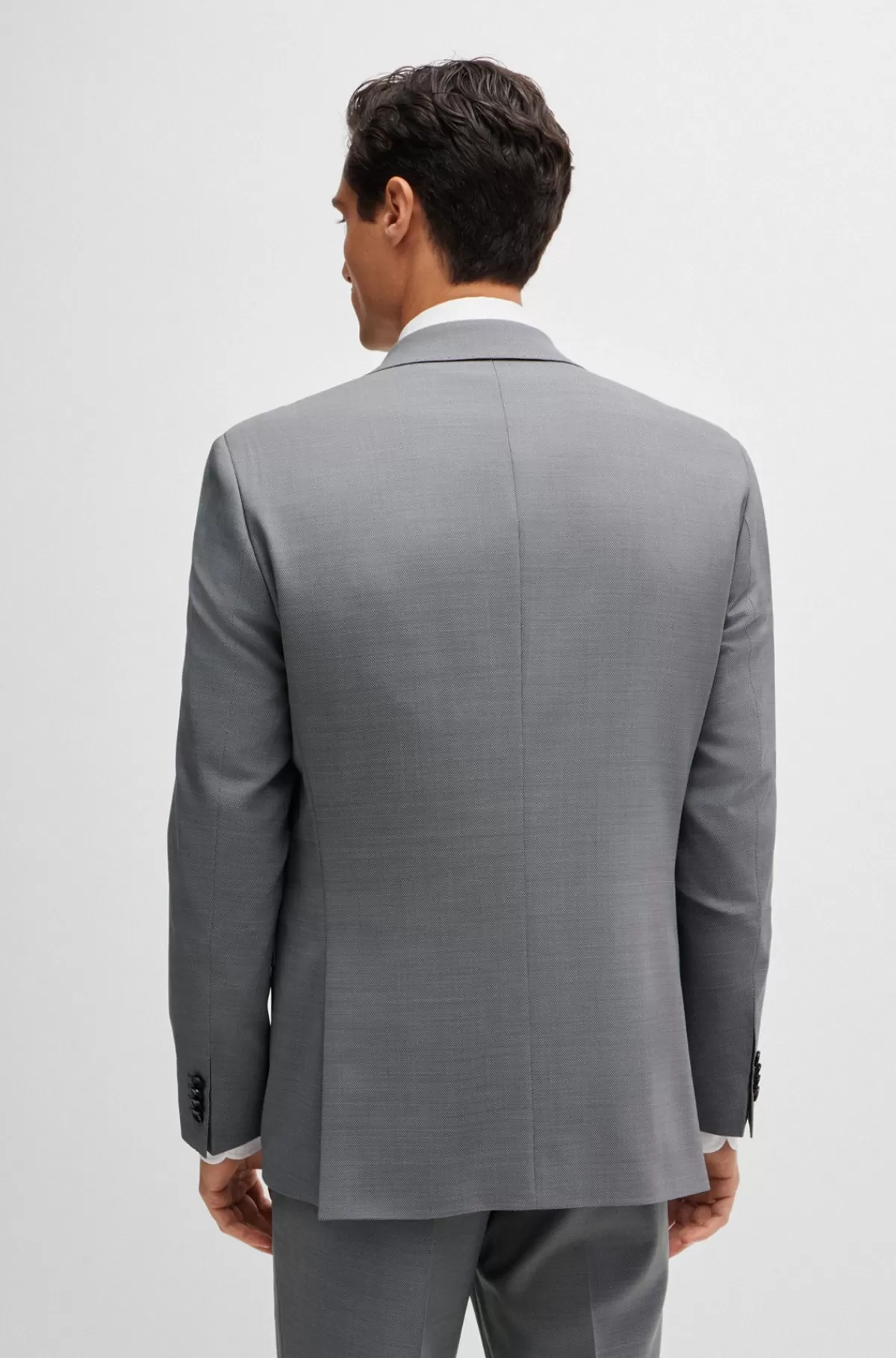 HUGO BOSS Jakkesæt I Regular Fit Af Stof Med Stræk Og Mikromønster Sølv Sale
