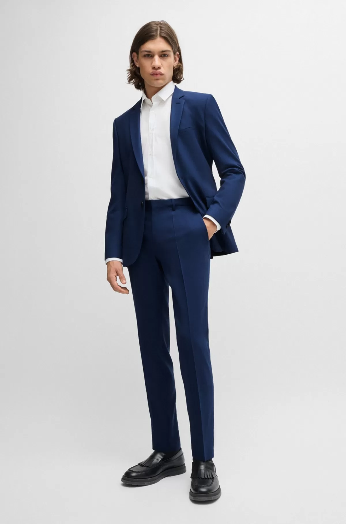 HUGO BOSS Jakkesæt Med Extra Slim Fit Af Stof Med Performance-stræk Blå Outlet