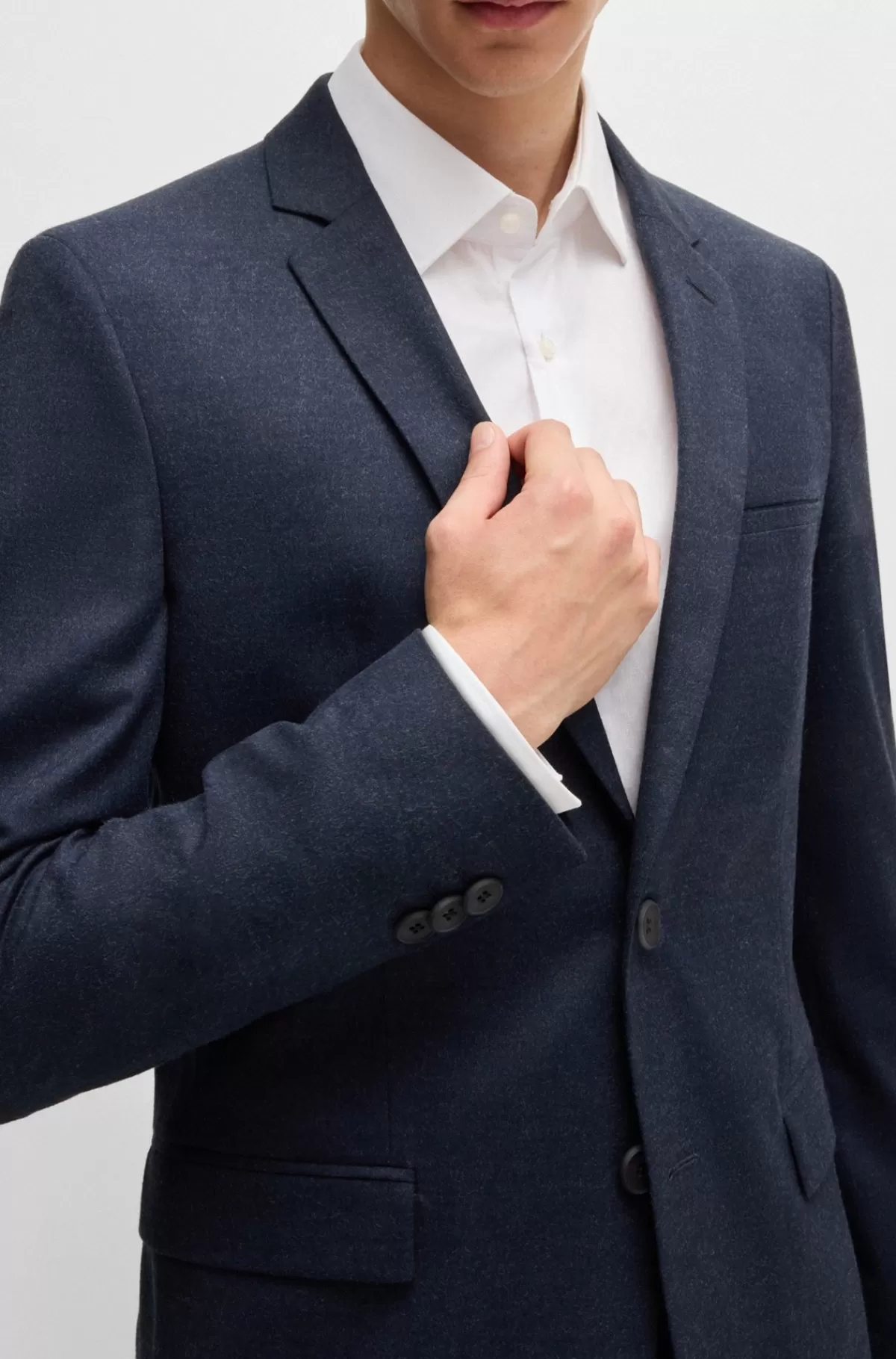 HUGO BOSS Jakkesæt Med Extra Slim Fit I Flannel Med Performancestræk Blå Hot