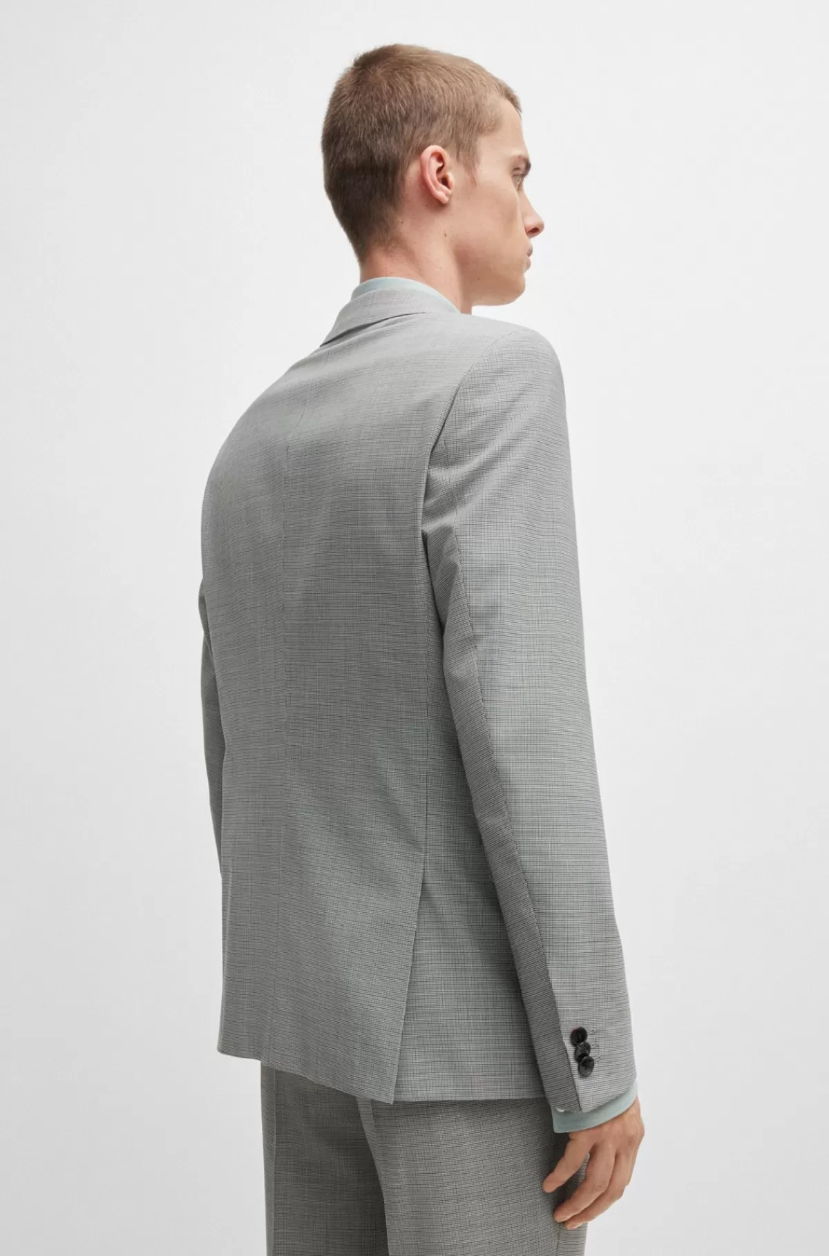 HUGO BOSS Jakkesæt Med Extra Slim Fit I Performance-stof Med Stræk Og Hanefjedsmønster Lysegrå Fashion