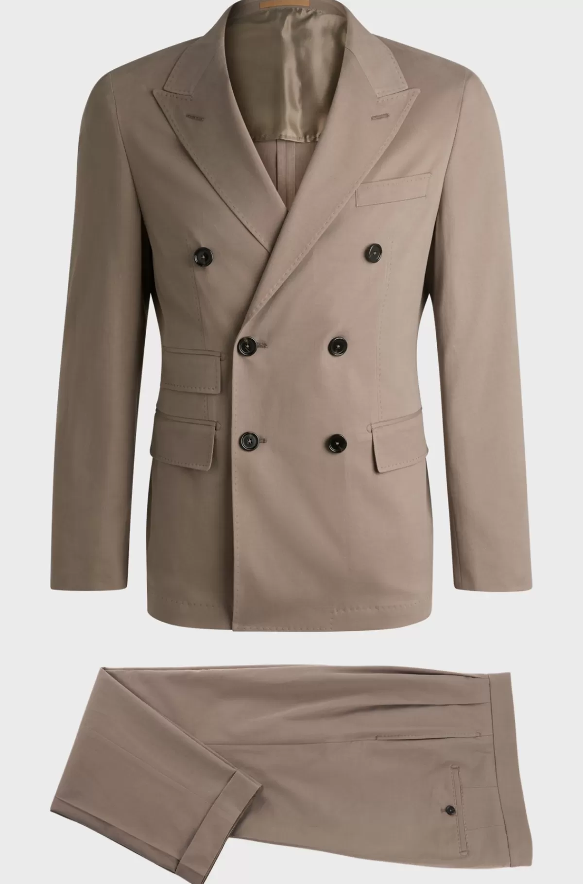 HUGO BOSS Jakkesæt Med Slim Fit I Bomuld Med Stræk Og Kashmir Lysegrøn Clearance