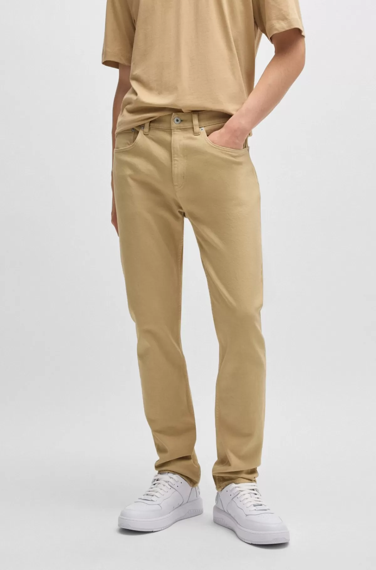 HUGO BOSS Jeans Med Slim Fit I Farvet Denim Med Stræk Beige Online