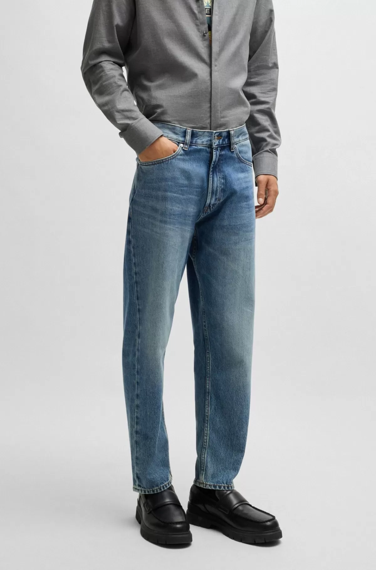 HUGO BOSS Jeans Med Tapered Ben I Mellem Bomuldsdenim Blå Fashion