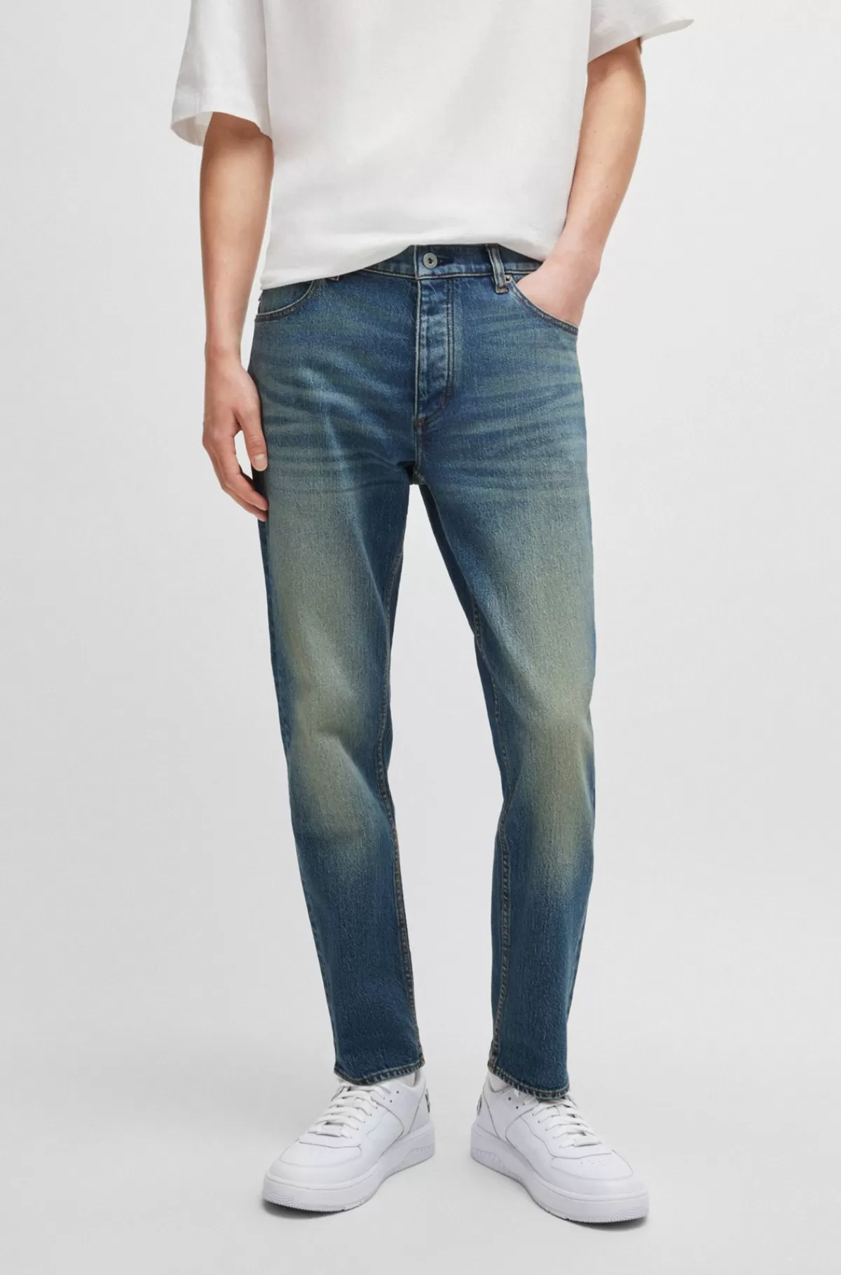 HUGO BOSS Jeans Med Tapered Fit I Denim Med Tone Blå Discount
