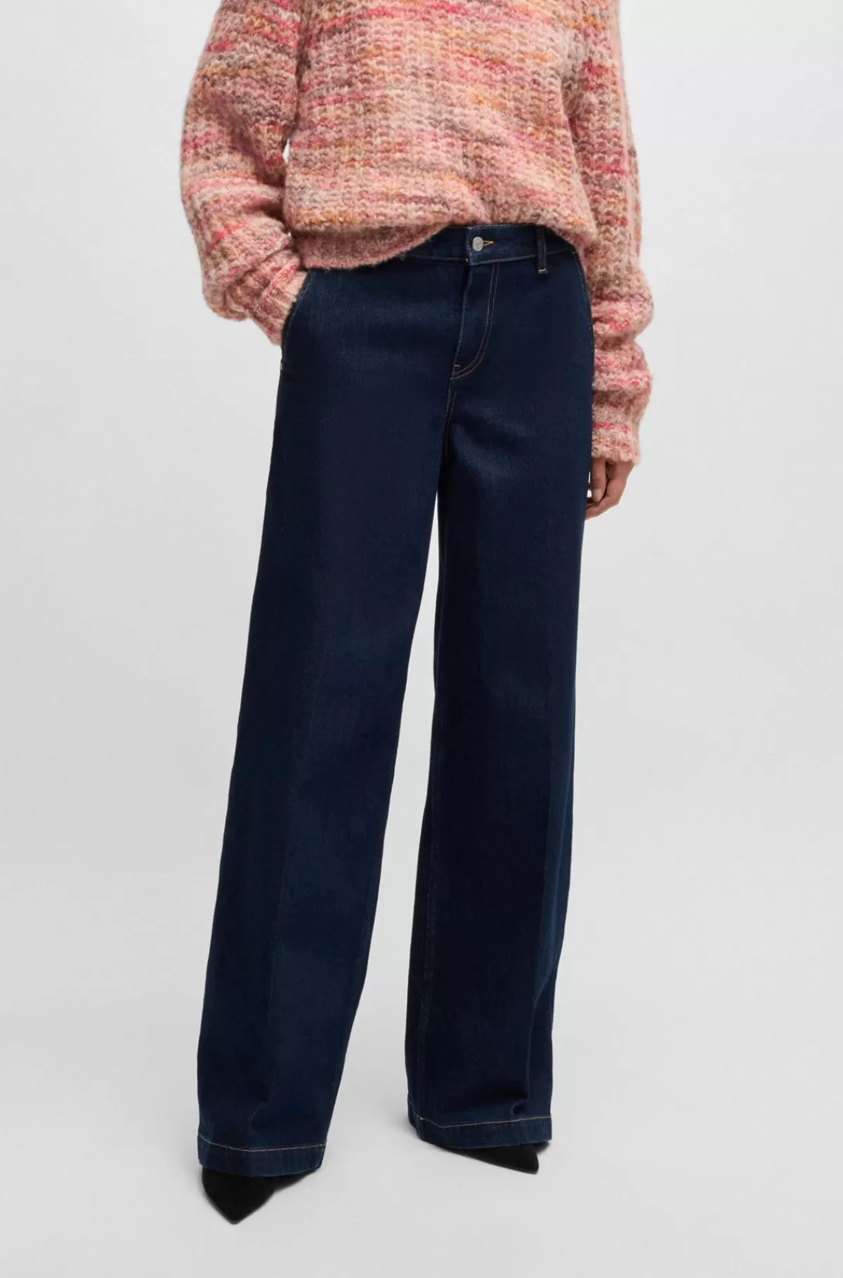 HUGO BOSS Jeans Med Vidde I Benene I Blå Denim Med Stræk Mørkeblå Fashion