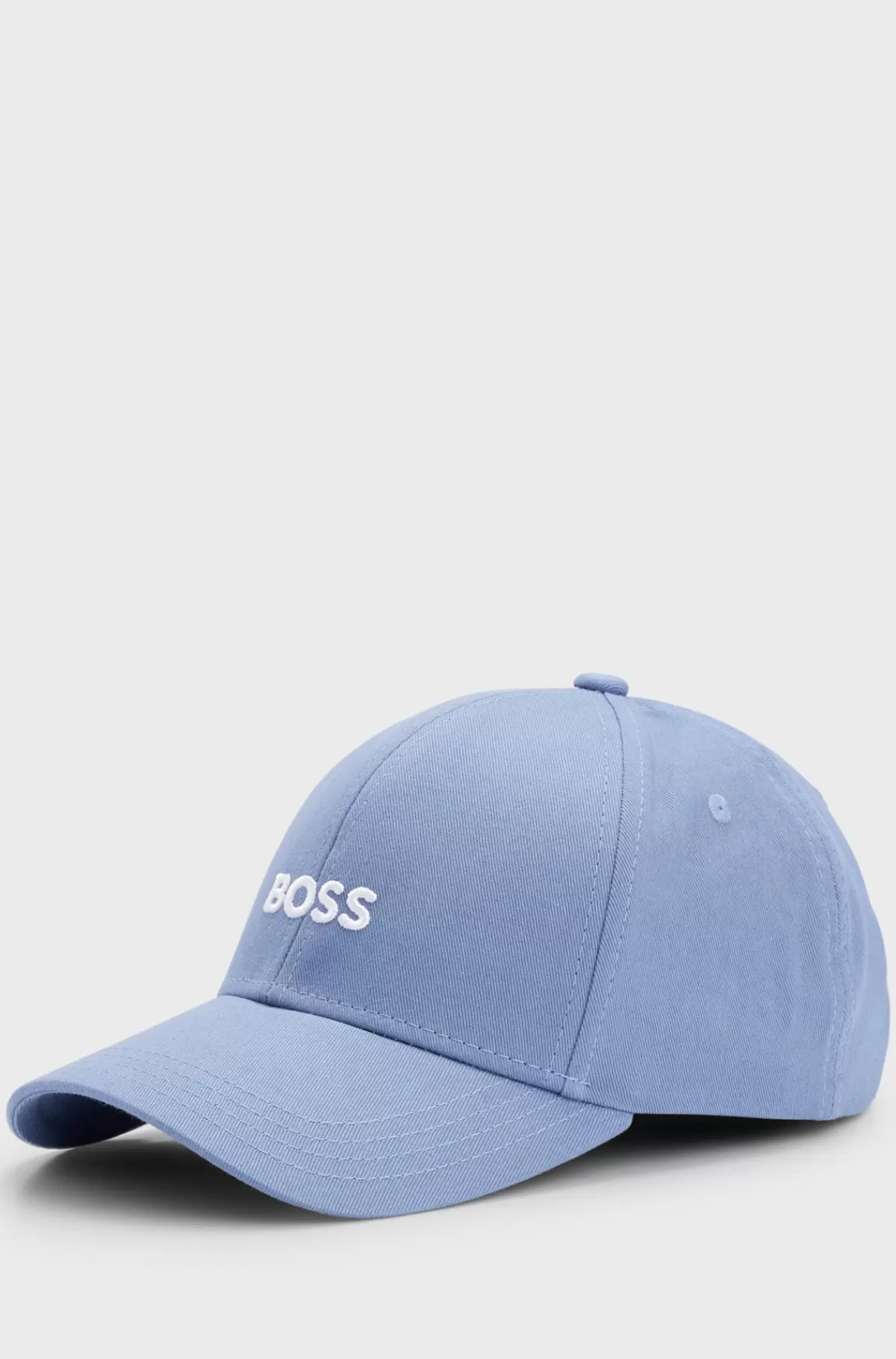 HUGO BOSS Kasket I Bomuldstwill Med Broderet Logo Lyseblå Clearance