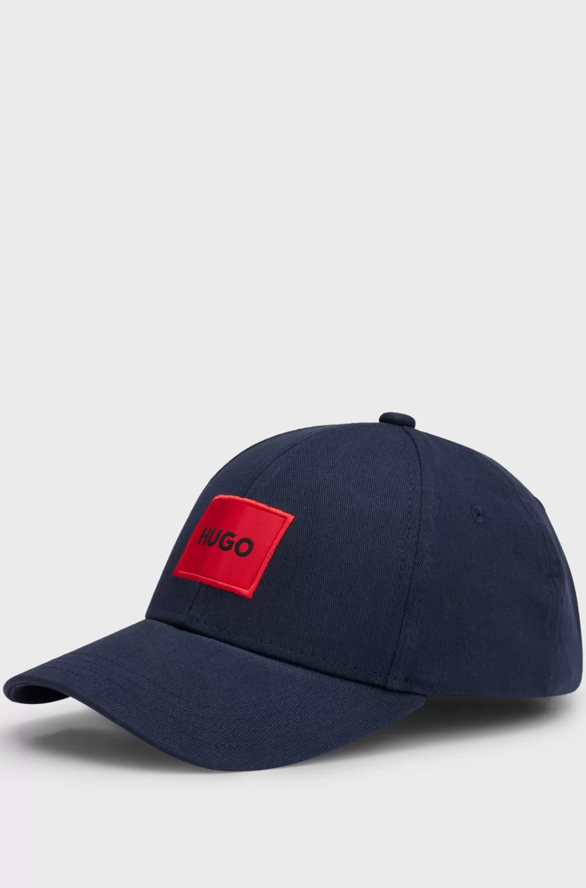 HUGO BOSS Kasket I Bomuldstwill Med Rødt Logomærkat Mørkeblå Discount