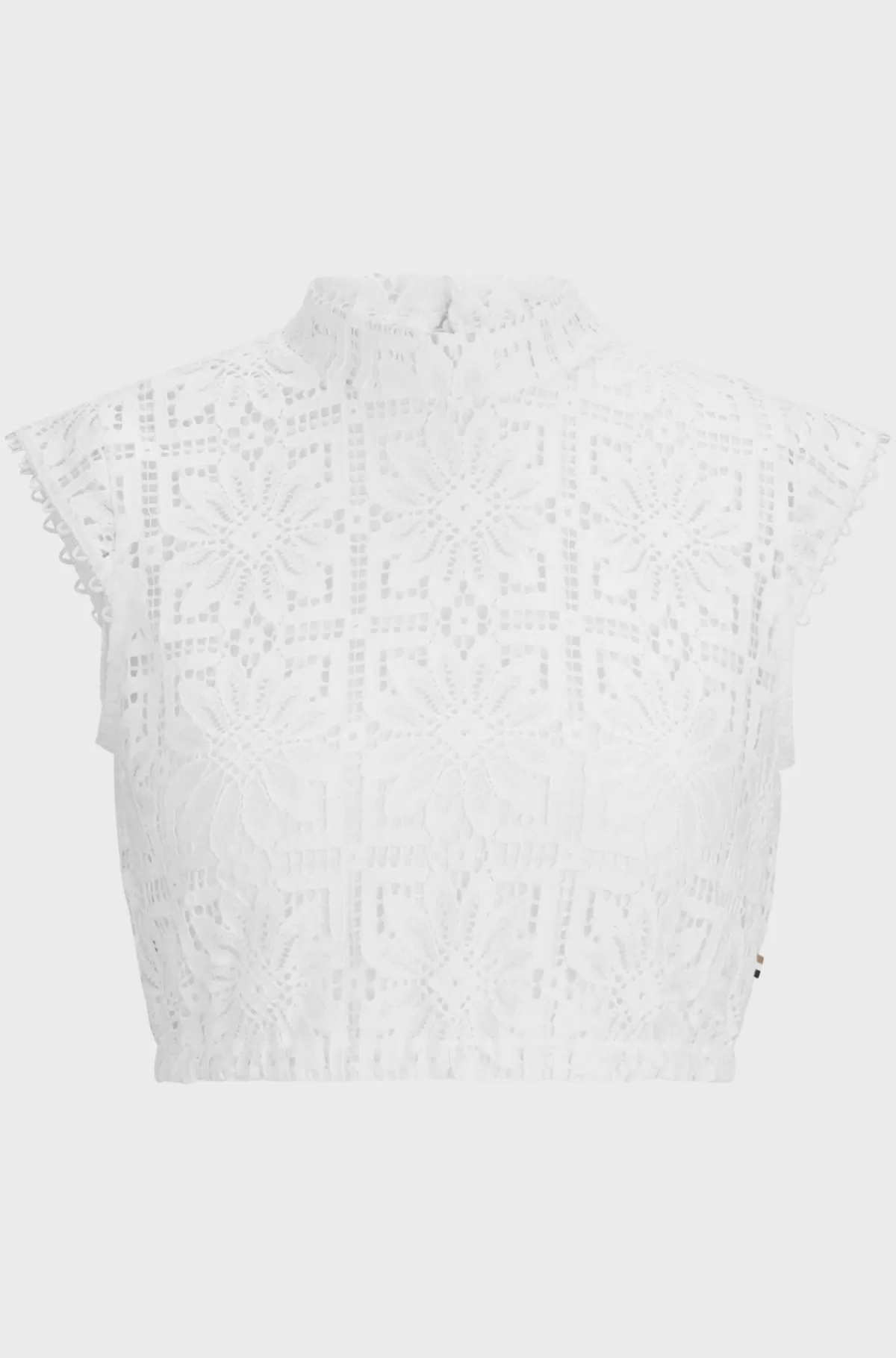 HUGO BOSS Kort BOSS X Kinga Mathe-skjorte I Blomstret Blondestof Hvid New
