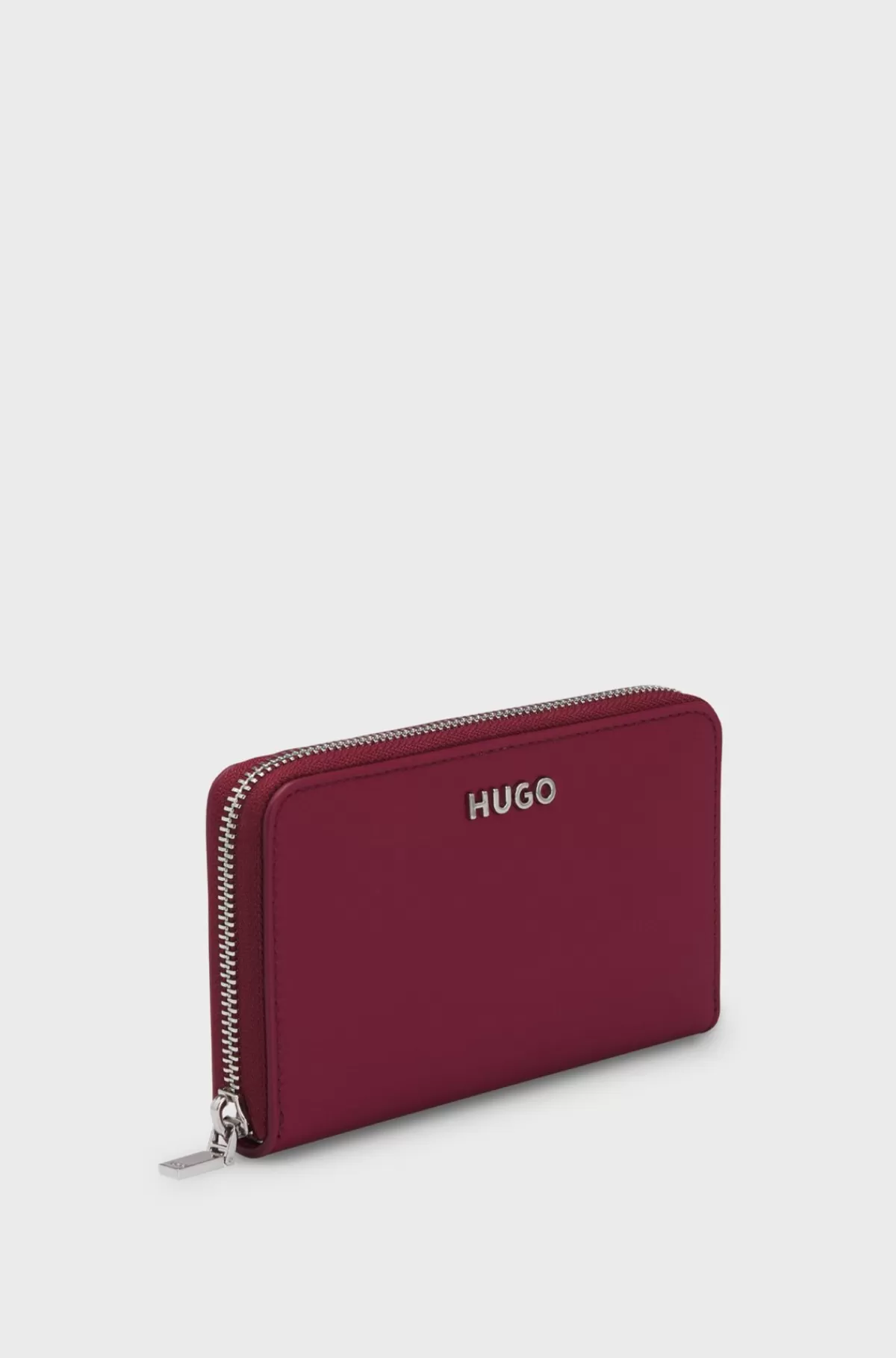 HUGO BOSS Lille Pung Med Lynlås Hele Vejen Rund I Imiteret Læder Med Logobogstaver Mørkerød Best Sale