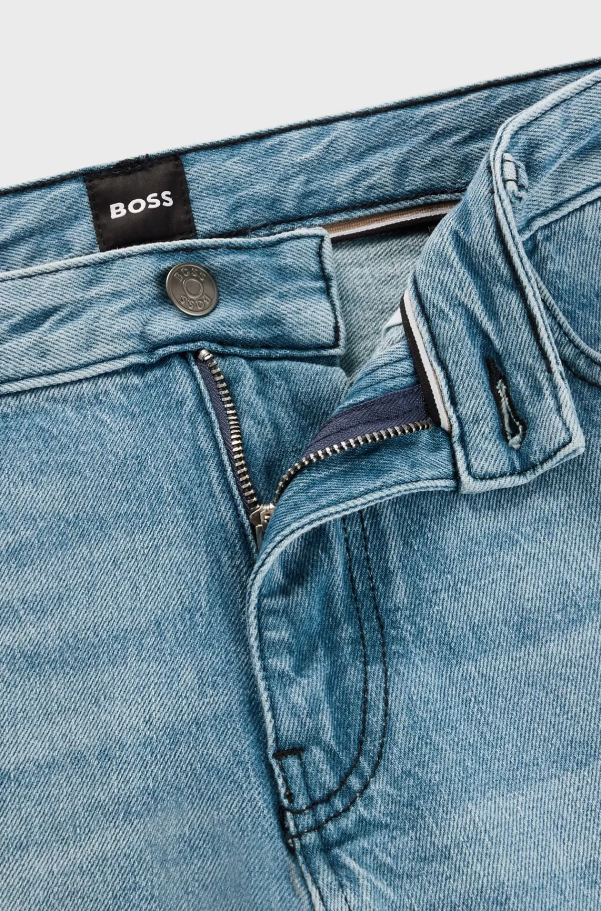 HUGO BOSS Maine Jeans I Blå Denim Med Regular Fit Og Behageligt Stræk Lyseblå New