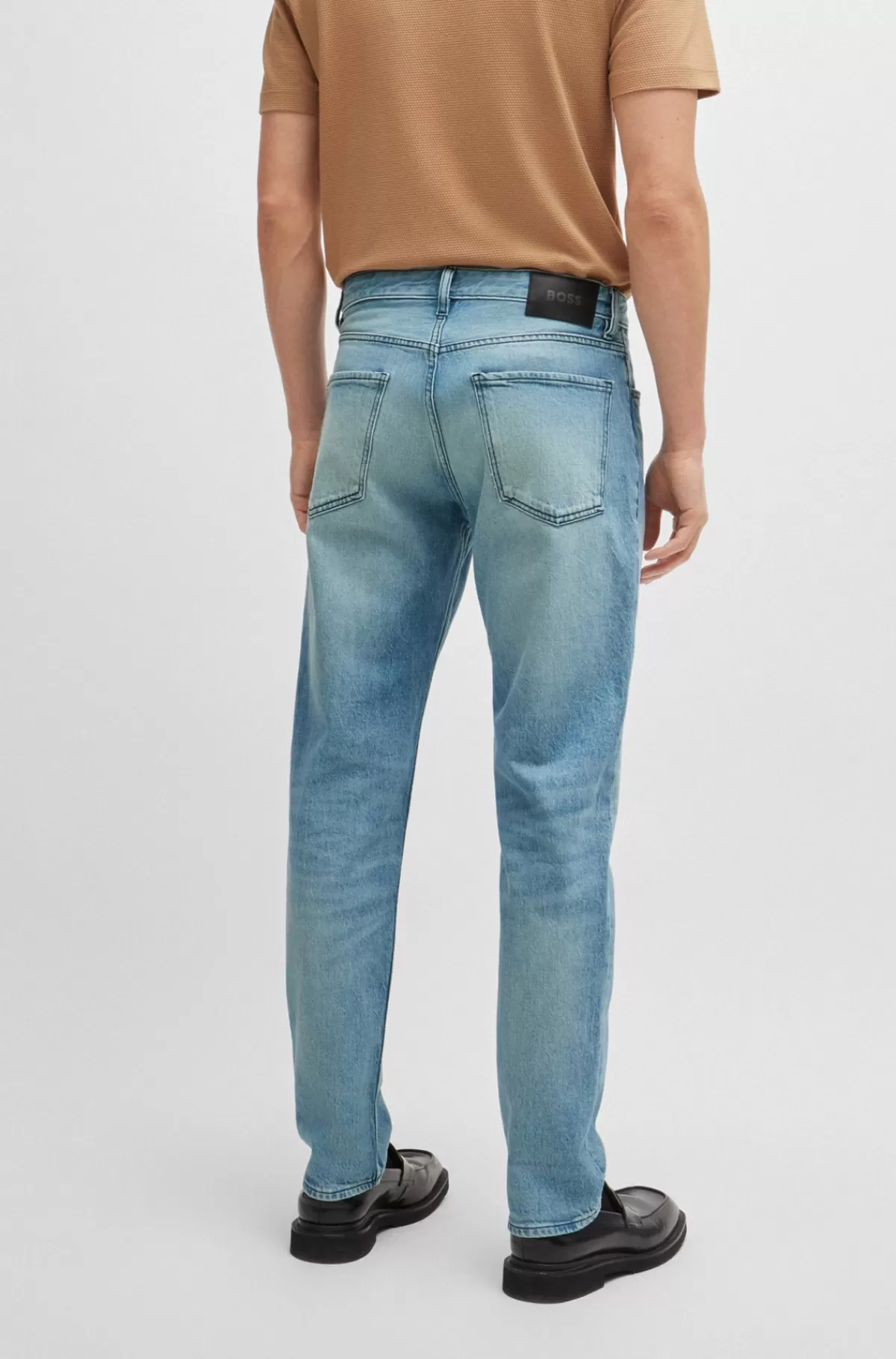 HUGO BOSS Maine Jeans I Blå Denim Med Regular Fit Og Behageligt Stræk Lyseblå New