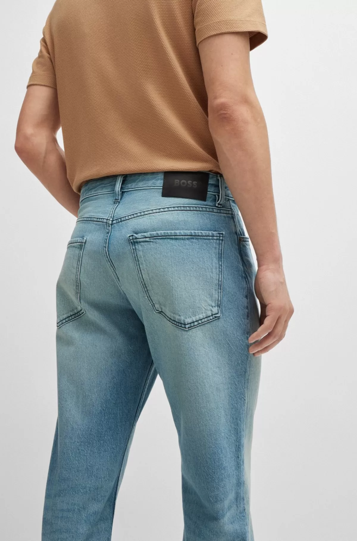 HUGO BOSS Maine Jeans I Blå Denim Med Regular Fit Og Behageligt Stræk Lyseblå New