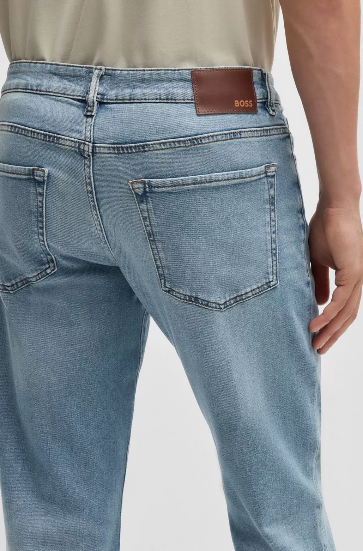 HUGO BOSS Maine Jeans Med Regular Fit I Denim Med Behageligt Stræk Blå Outlet
