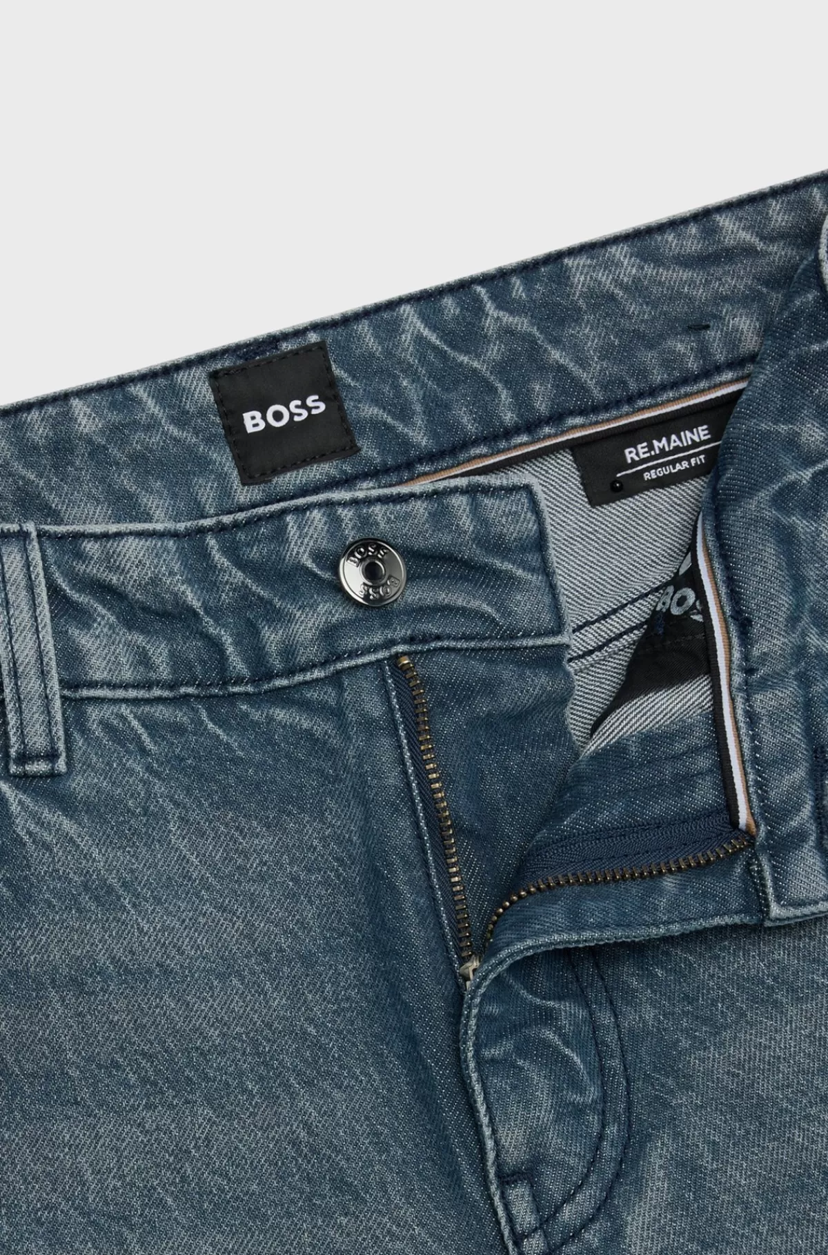 HUGO BOSS Maine Regular Fit Jeans I Blå Denim Med Behageligt Stræk Turkis Cheap