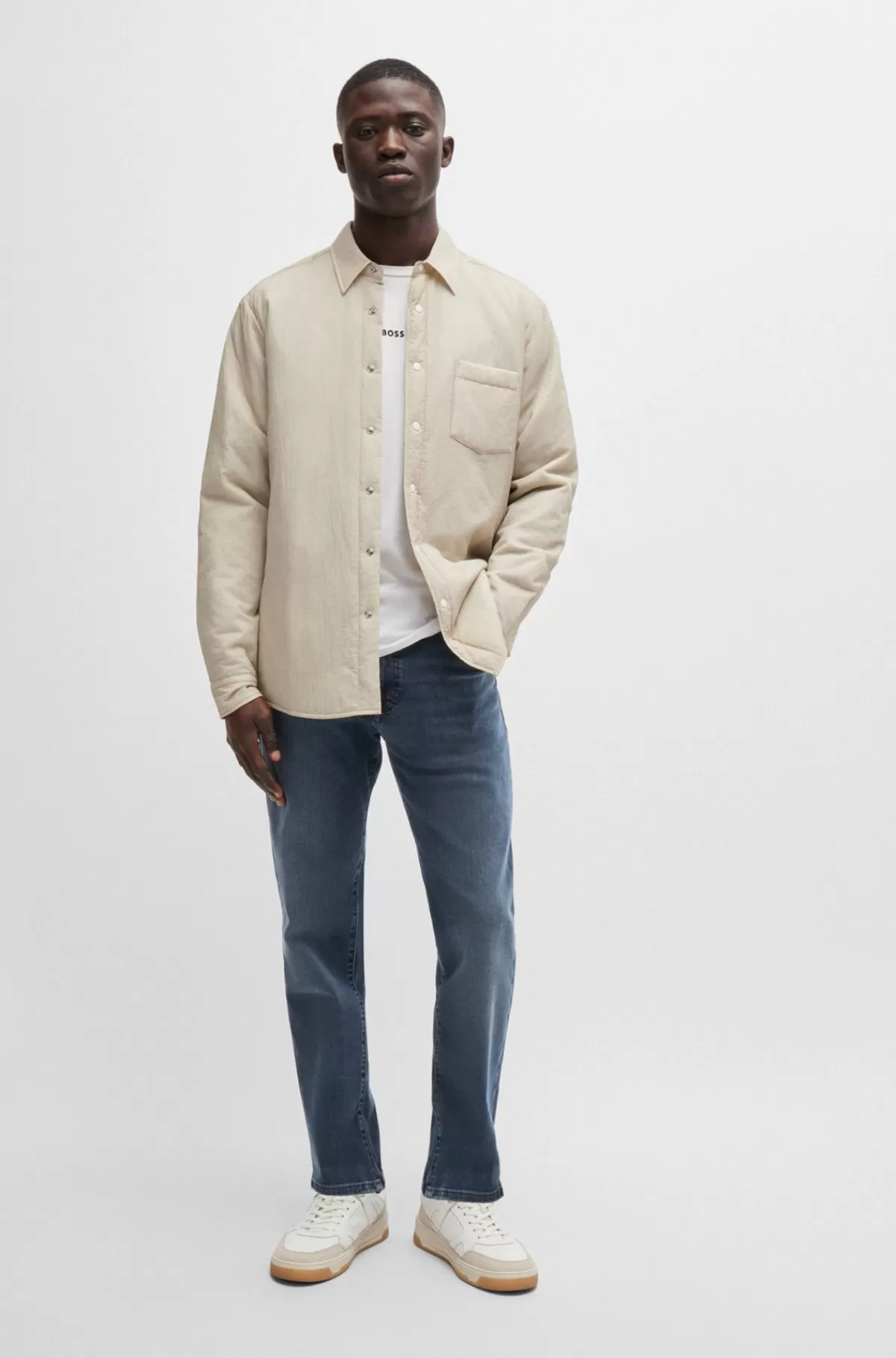HUGO BOSS Maine Regular Fit Jeans I Ekstra Blød Og Smidig Blåsort Denim Mørkeblå Outlet