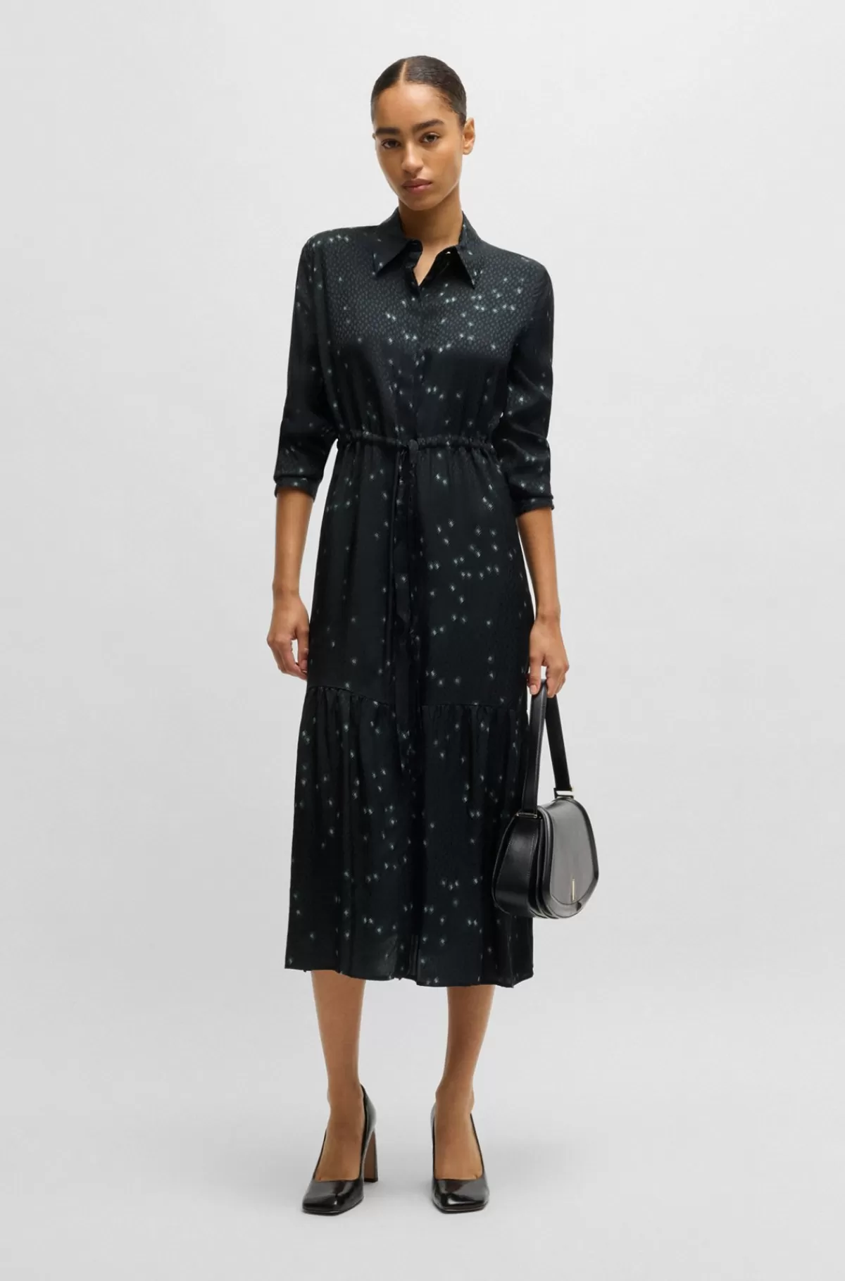 HUGO BOSS Maxikjole Med Prikket Jacquard Og Print Mønstret Best