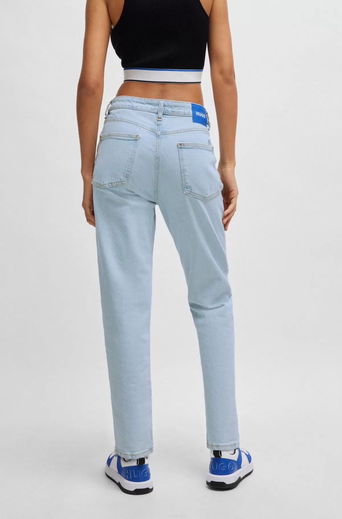 HUGO BOSS Mom Jeans I Marinefarvet Denim Med Stræk Lyseblå New